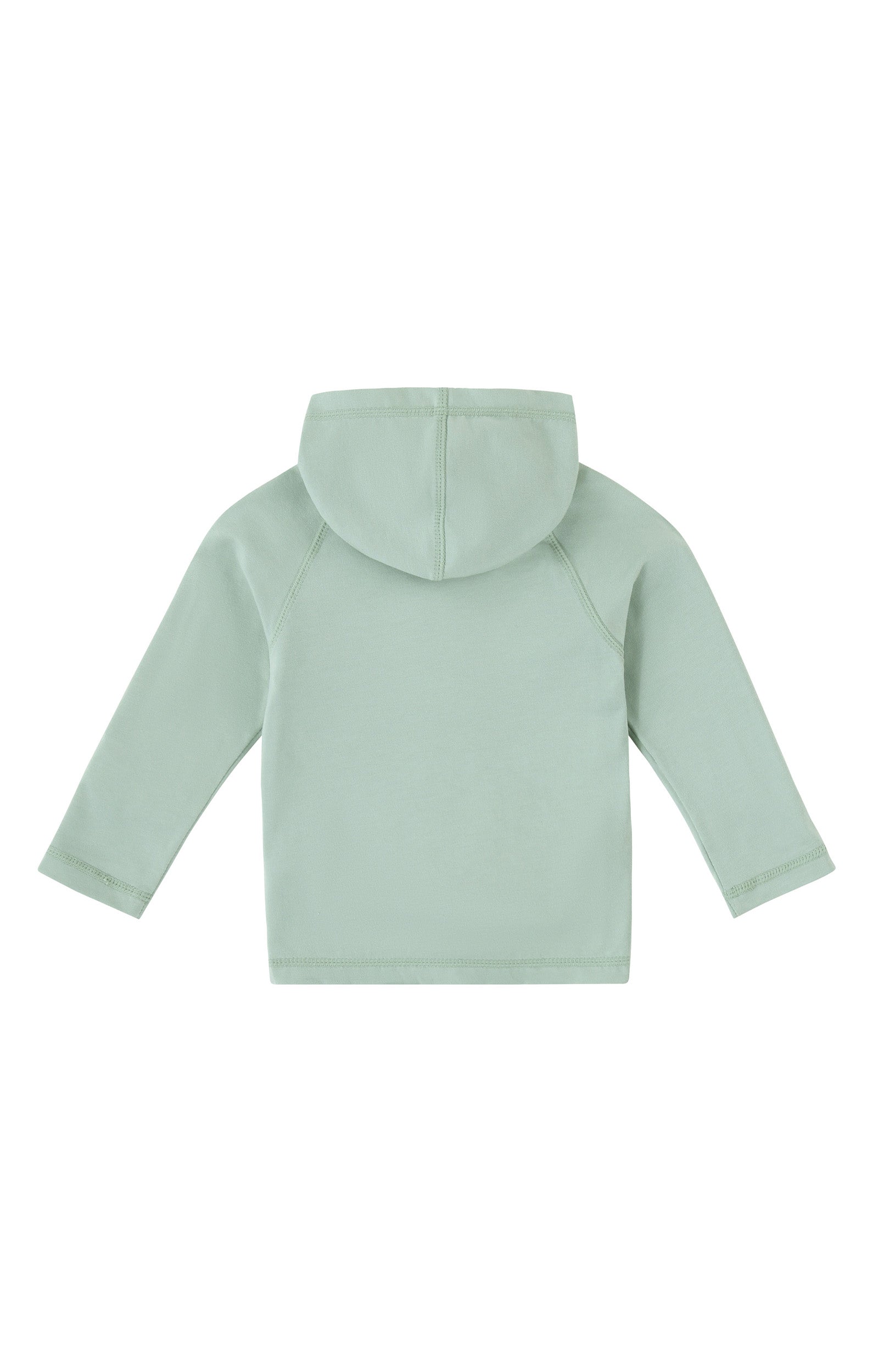 back view of baby everyday hooded zip up in frosty green|frosty-green
