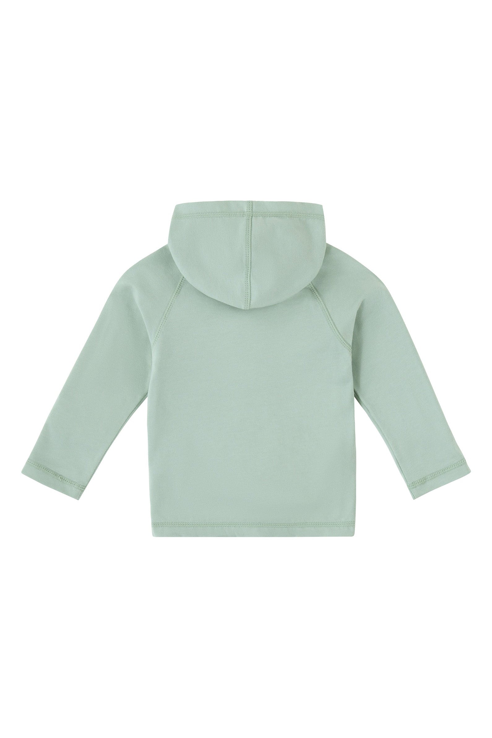 back view of baby everyday hooded zip up in frosty green|frosty-green