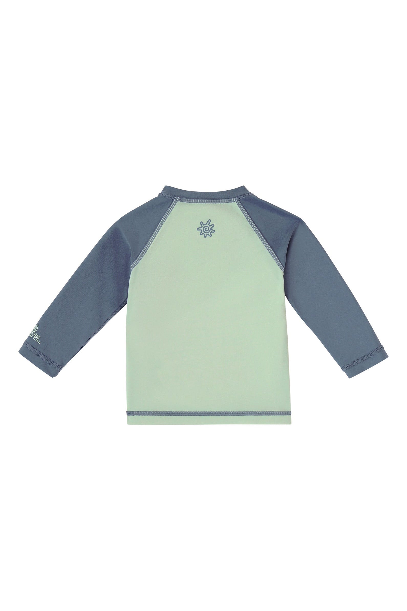back view of baby zippy long sleeve swim shirt in diggin dayz|diggin-dayz
