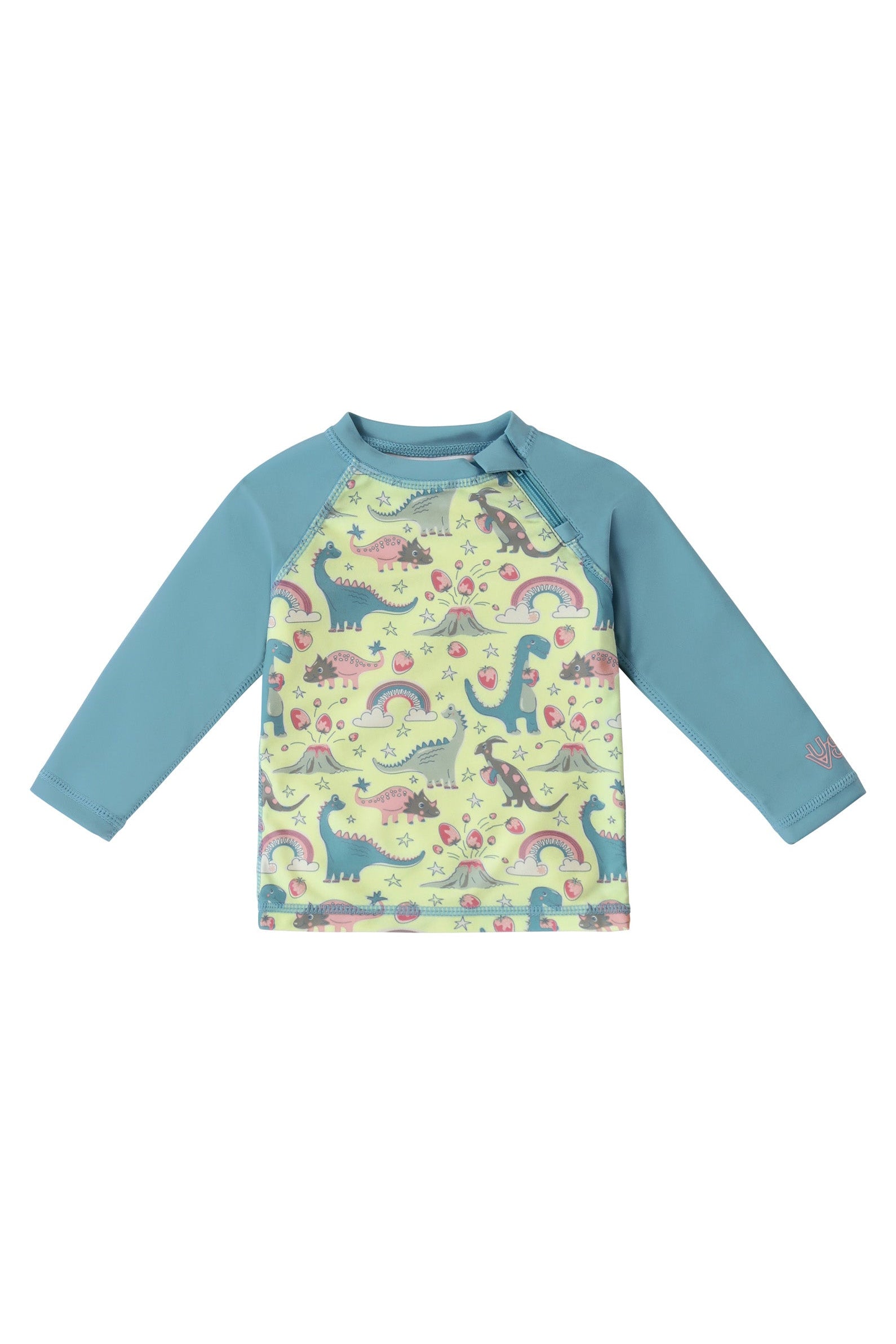 baby zippy long sleeve swim shirt in dino berry|dino-berry