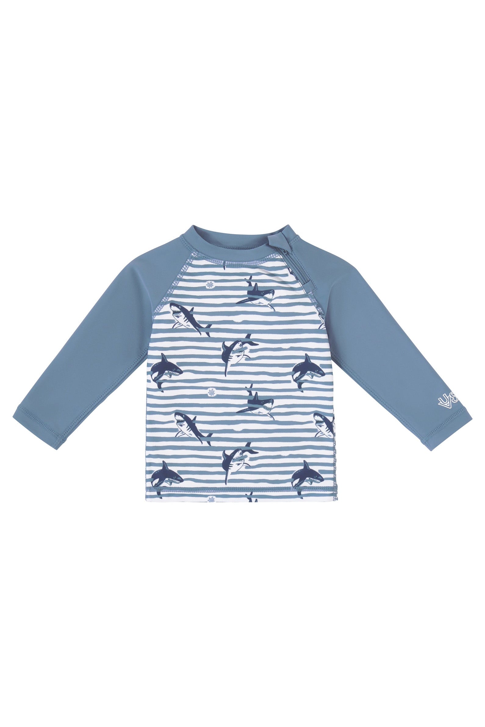 baby zippy long sleeve swim shirt in shark stripe|shark-stripe