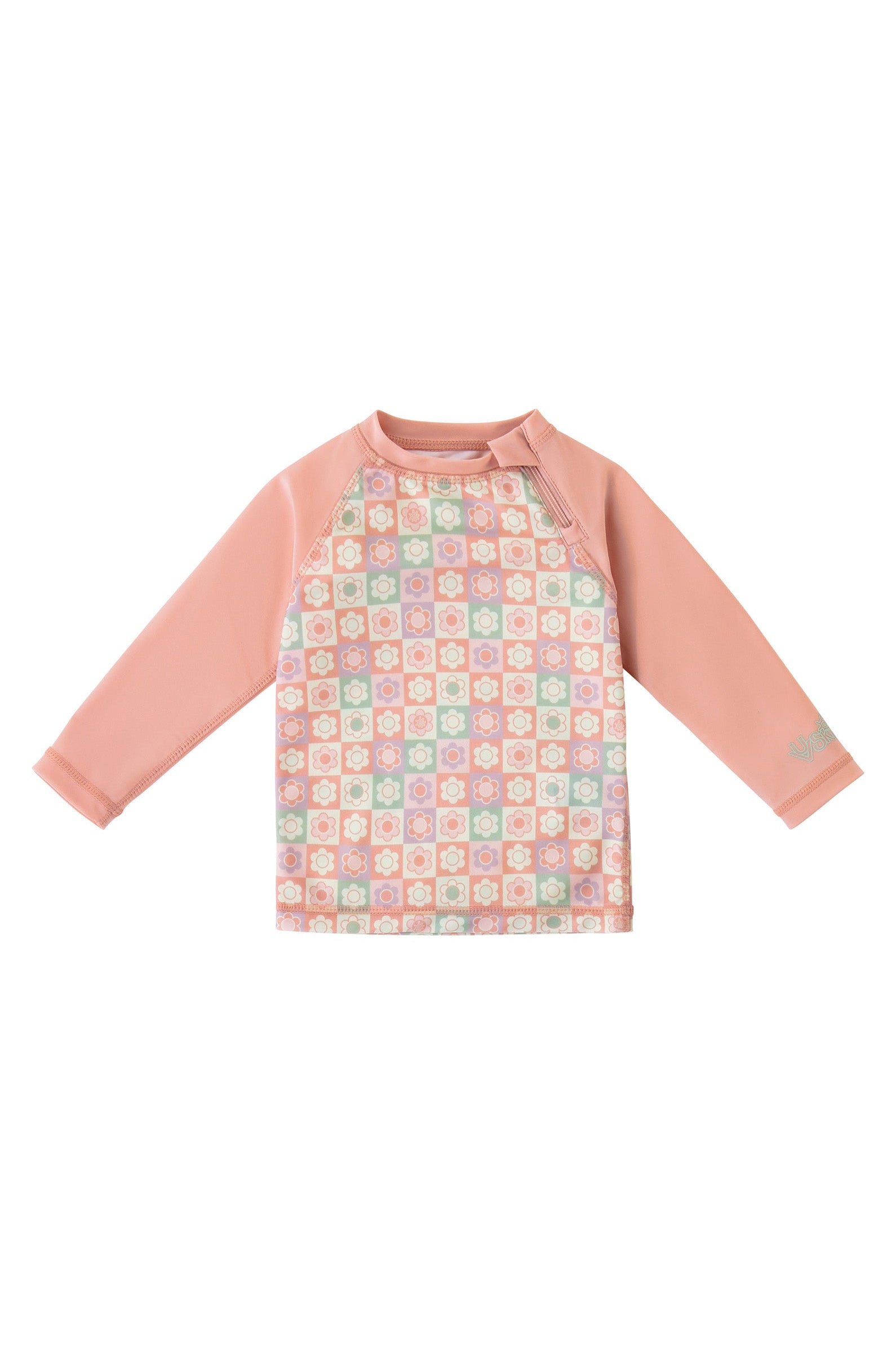 baby zippy long sleeve swim shirt in tiled flowers|tiled-flowers