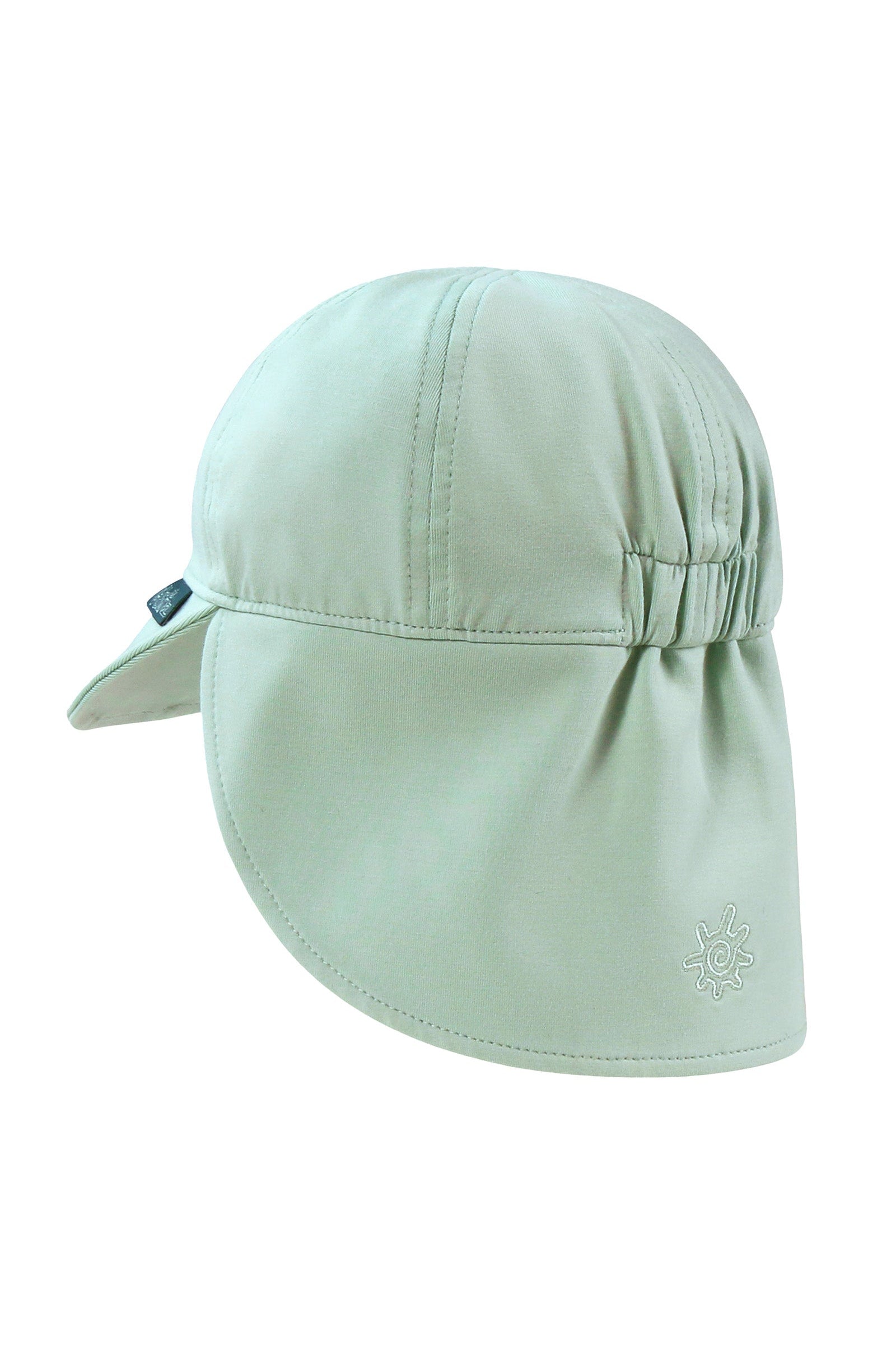 back view of baby boys everyday flap hat in dewdrop|dewdrop