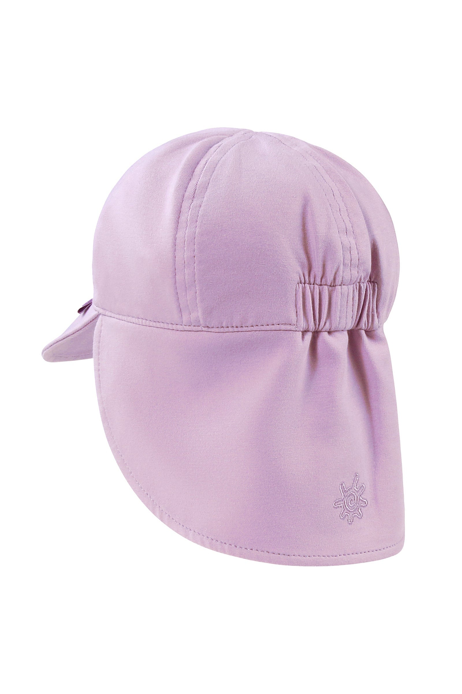 back view of baby girl flap hat in lotus|lotus