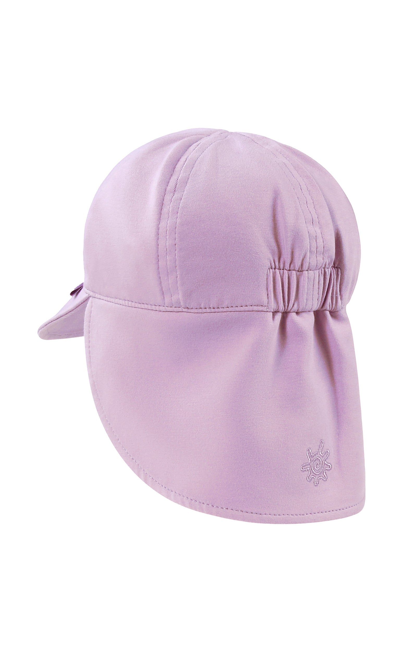 back view of baby girl flap hat in lotus|lotus