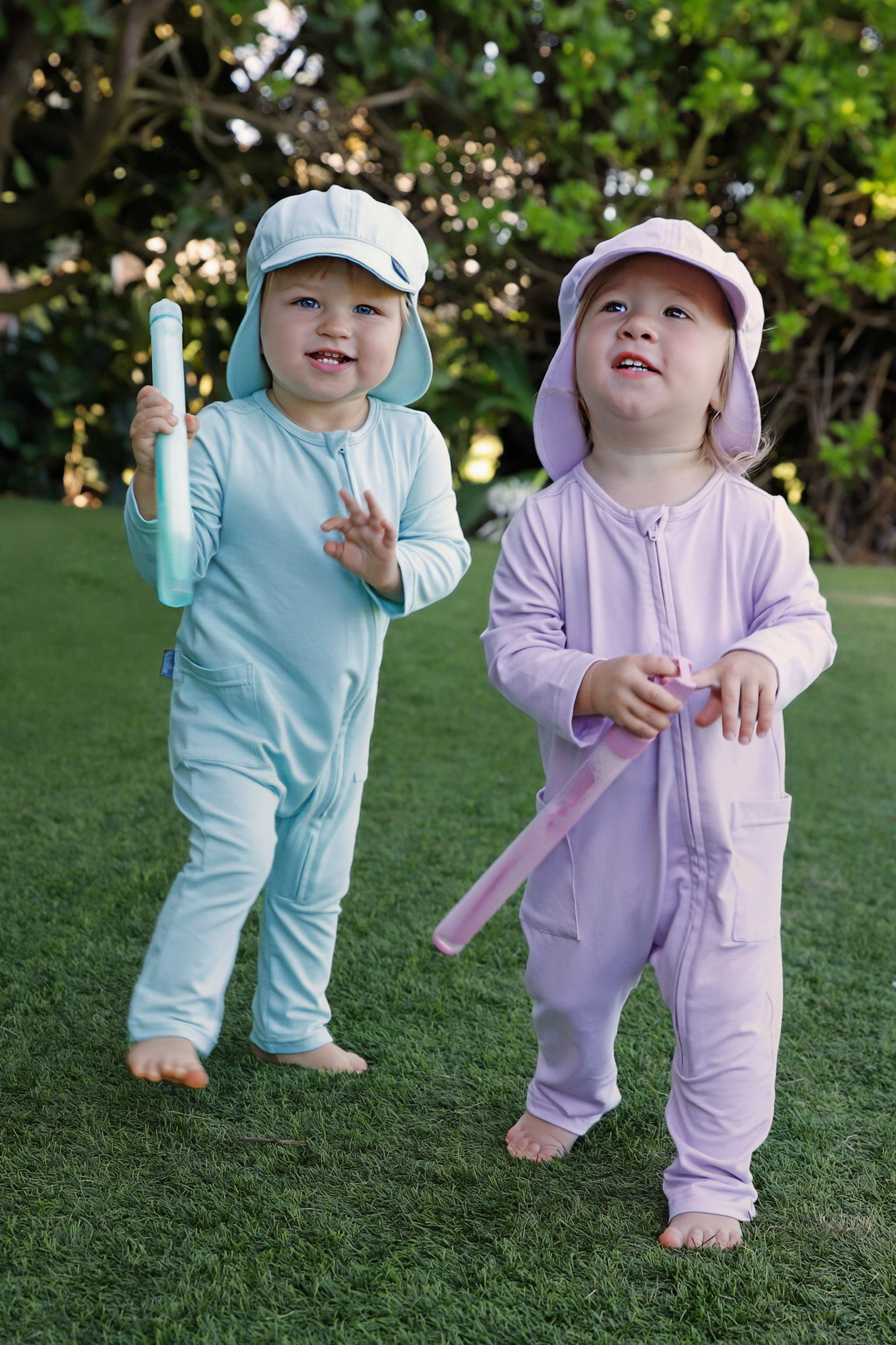 babies in everyday flap hat in lotus and dewdrop|lotus