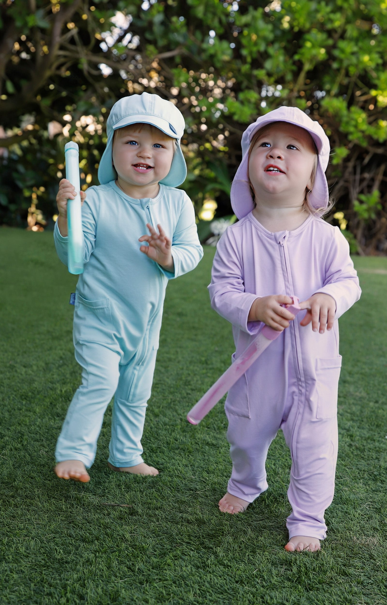 babies in everyday flap hat in lotus and dewdrop|lotus