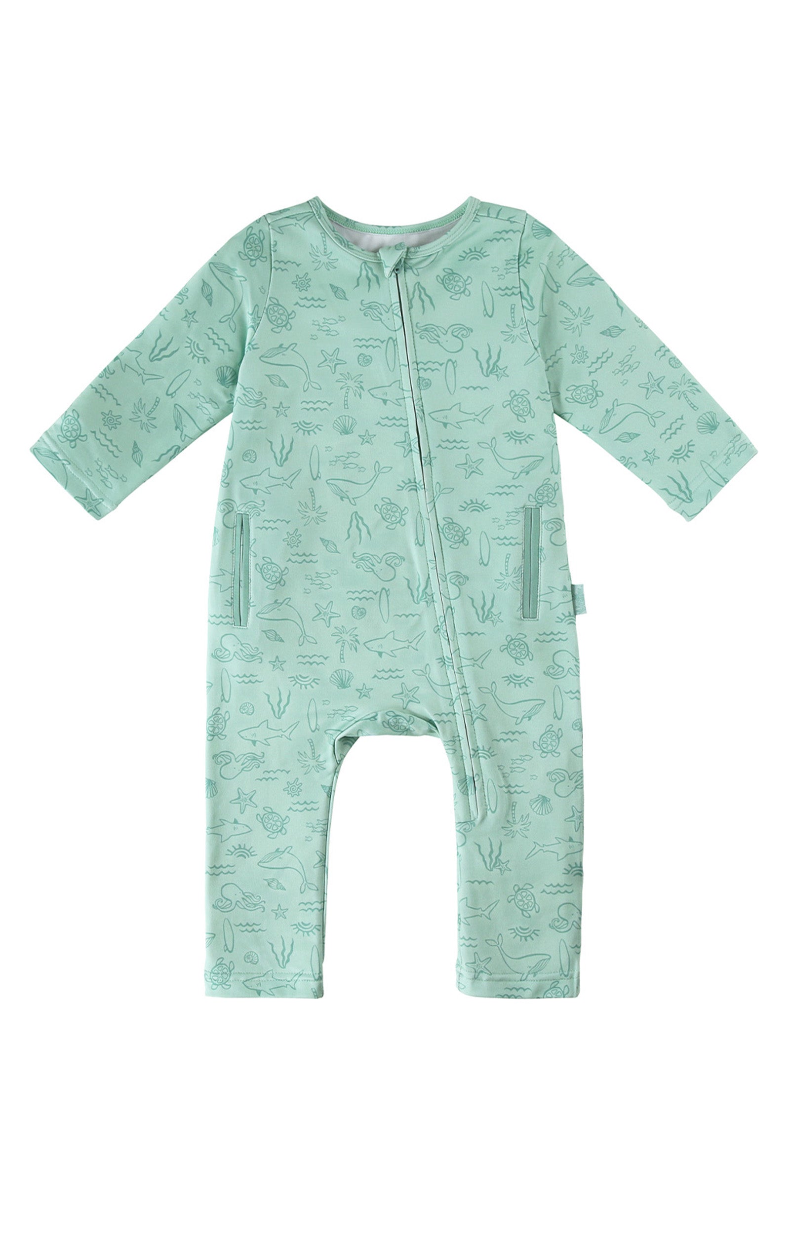 baby active fleece romper in ocean friends|ocean-friends