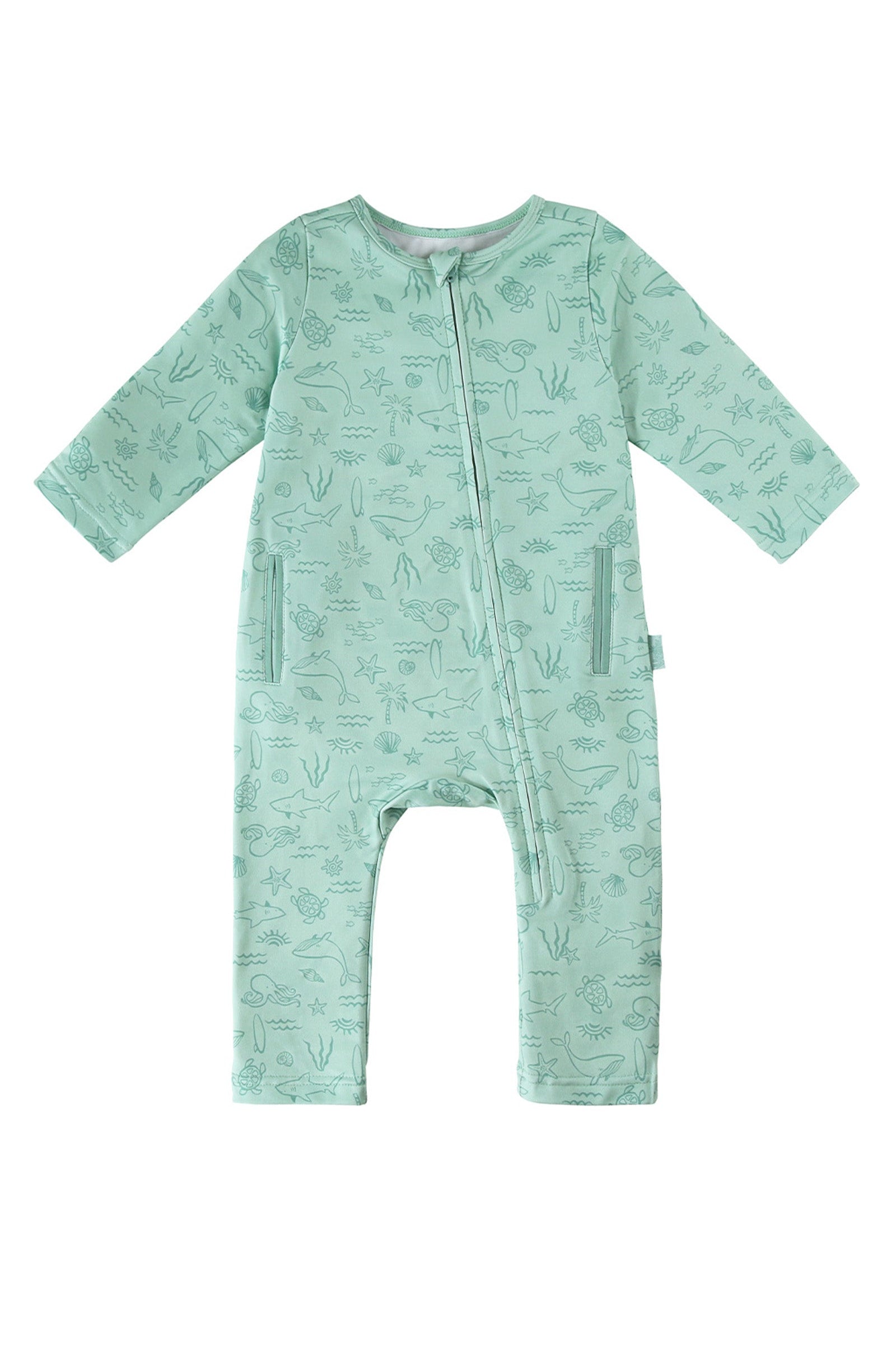 baby active fleece romper in ocean friends|ocean-friends