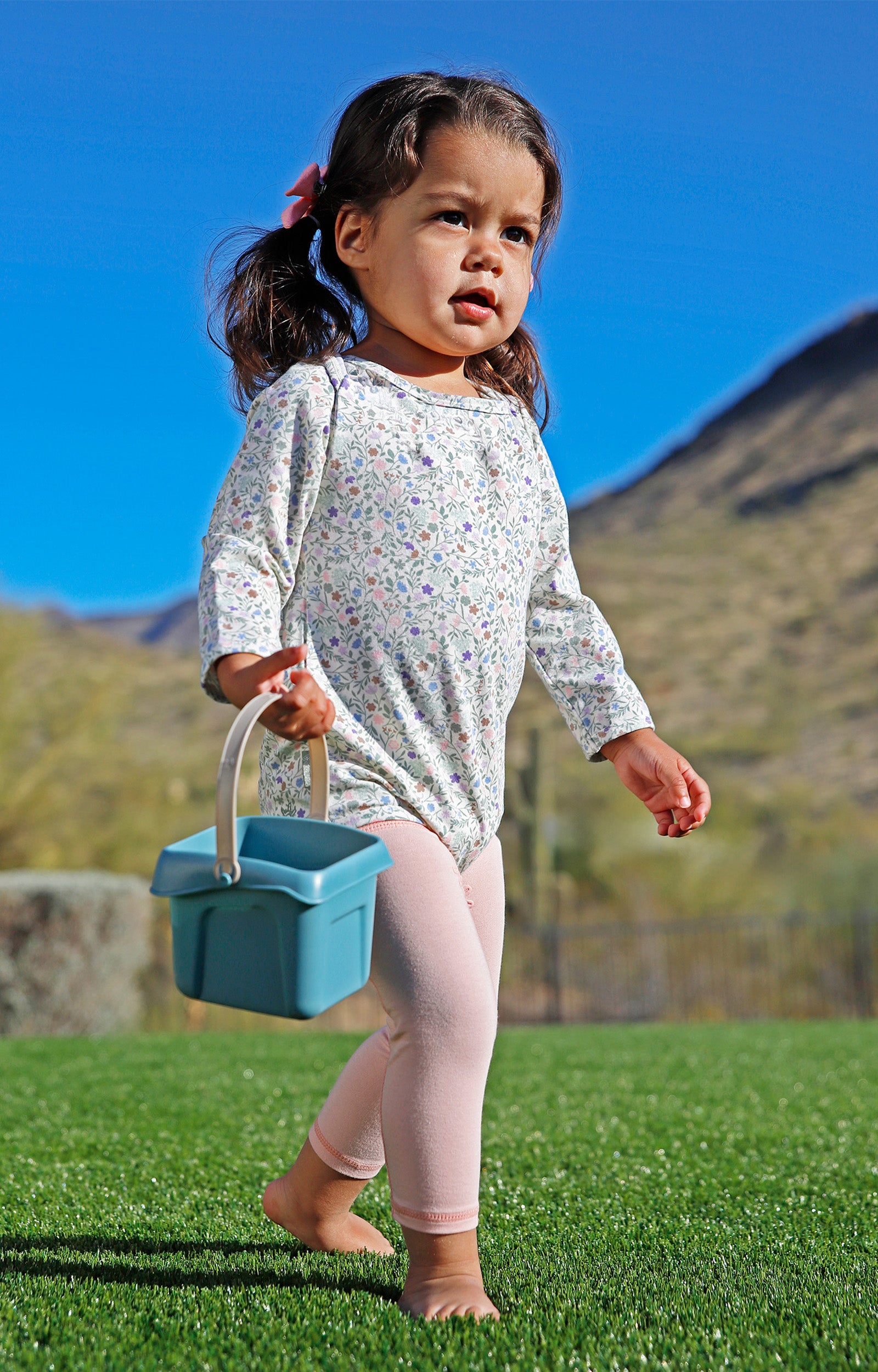 baby playing in bamboo sun legz|dusty-pink