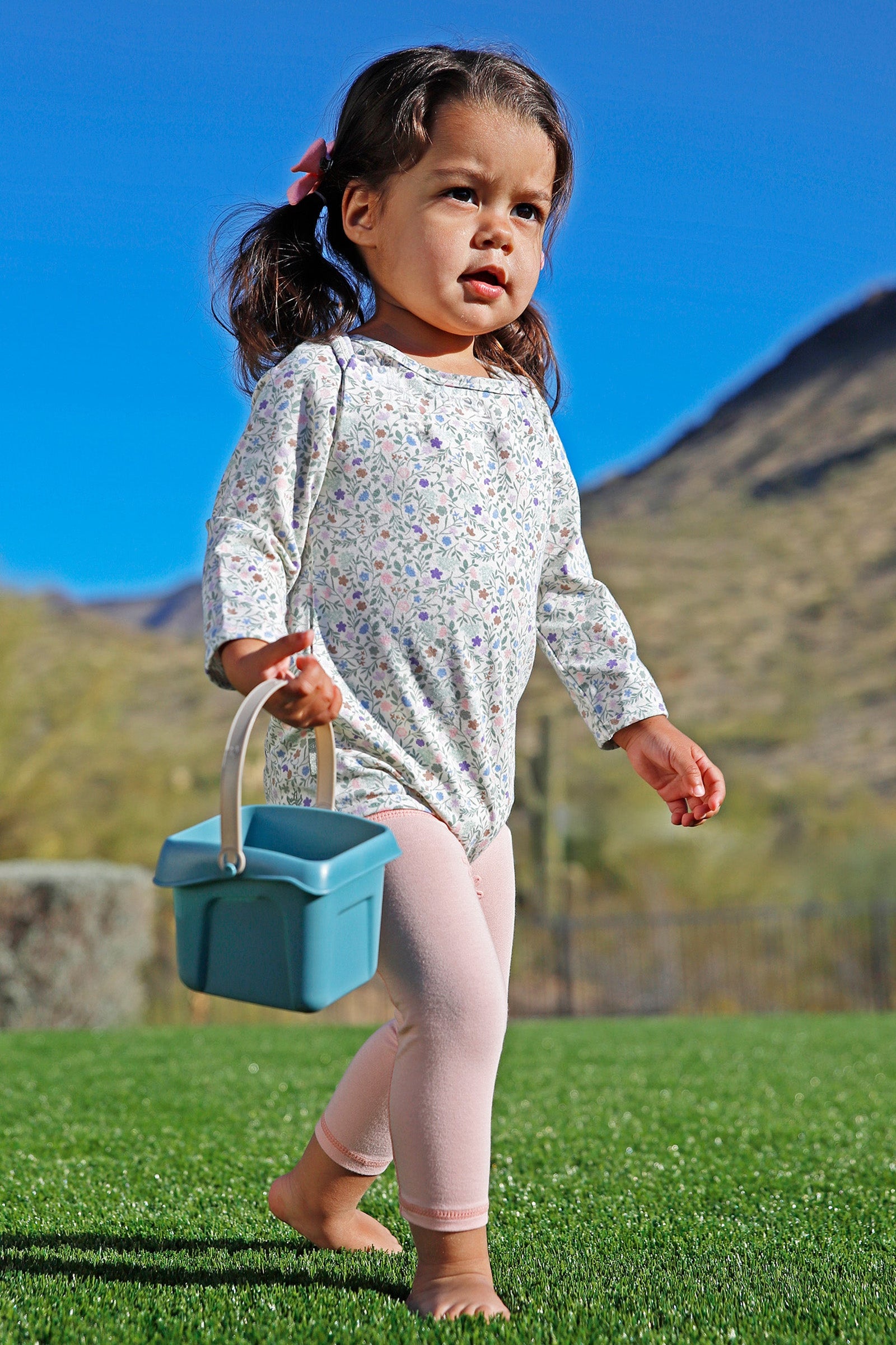 baby playing in bamboo sun legz|dusty-pink