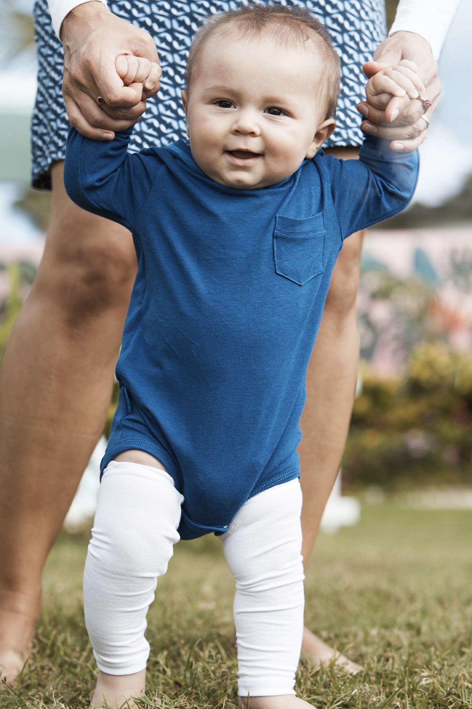 Baby Boy in Baby Bamboo Sun Legz™ in White|white