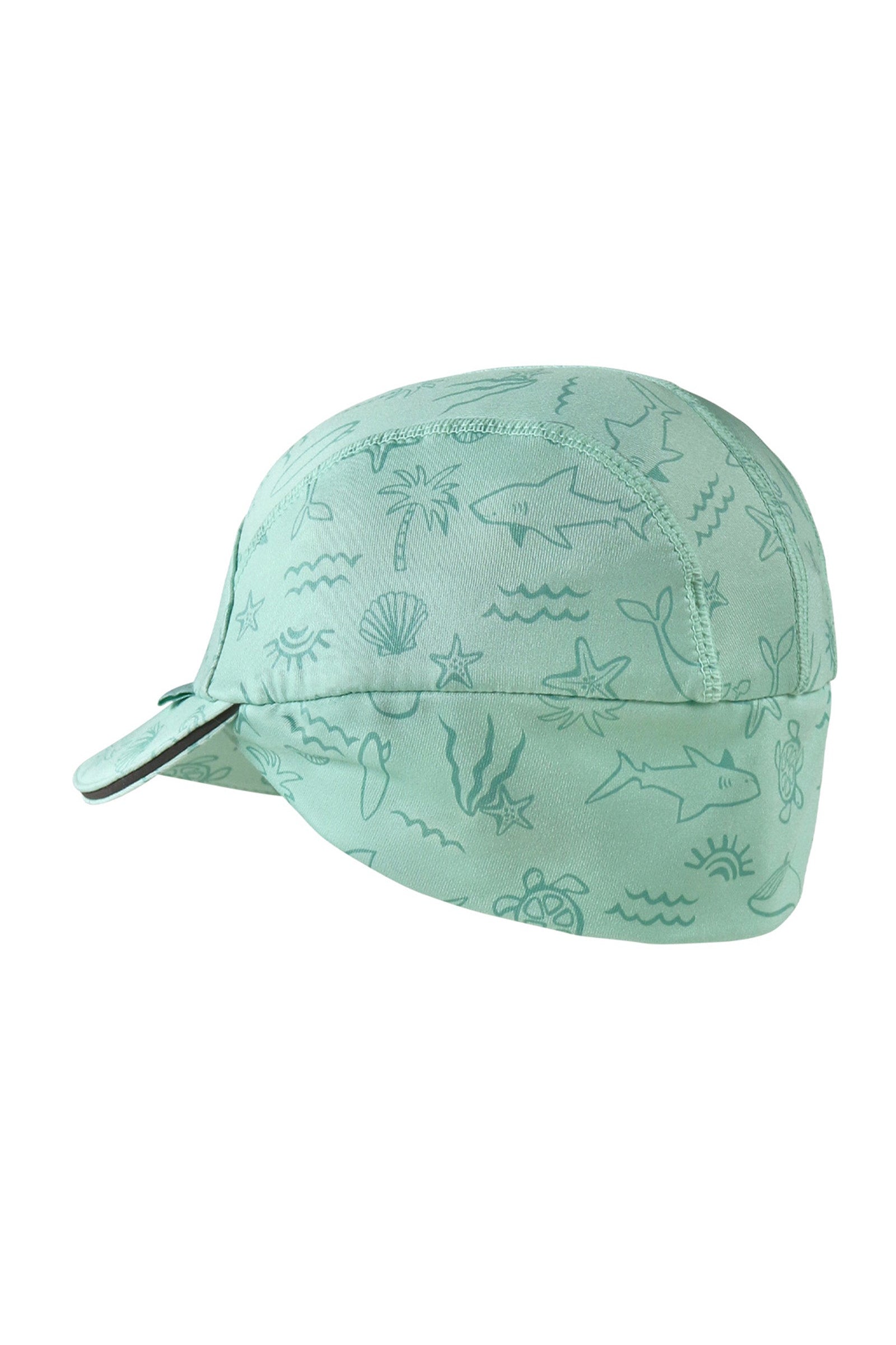 back view of baby active fleece hat in ocean friends|ocean-friends