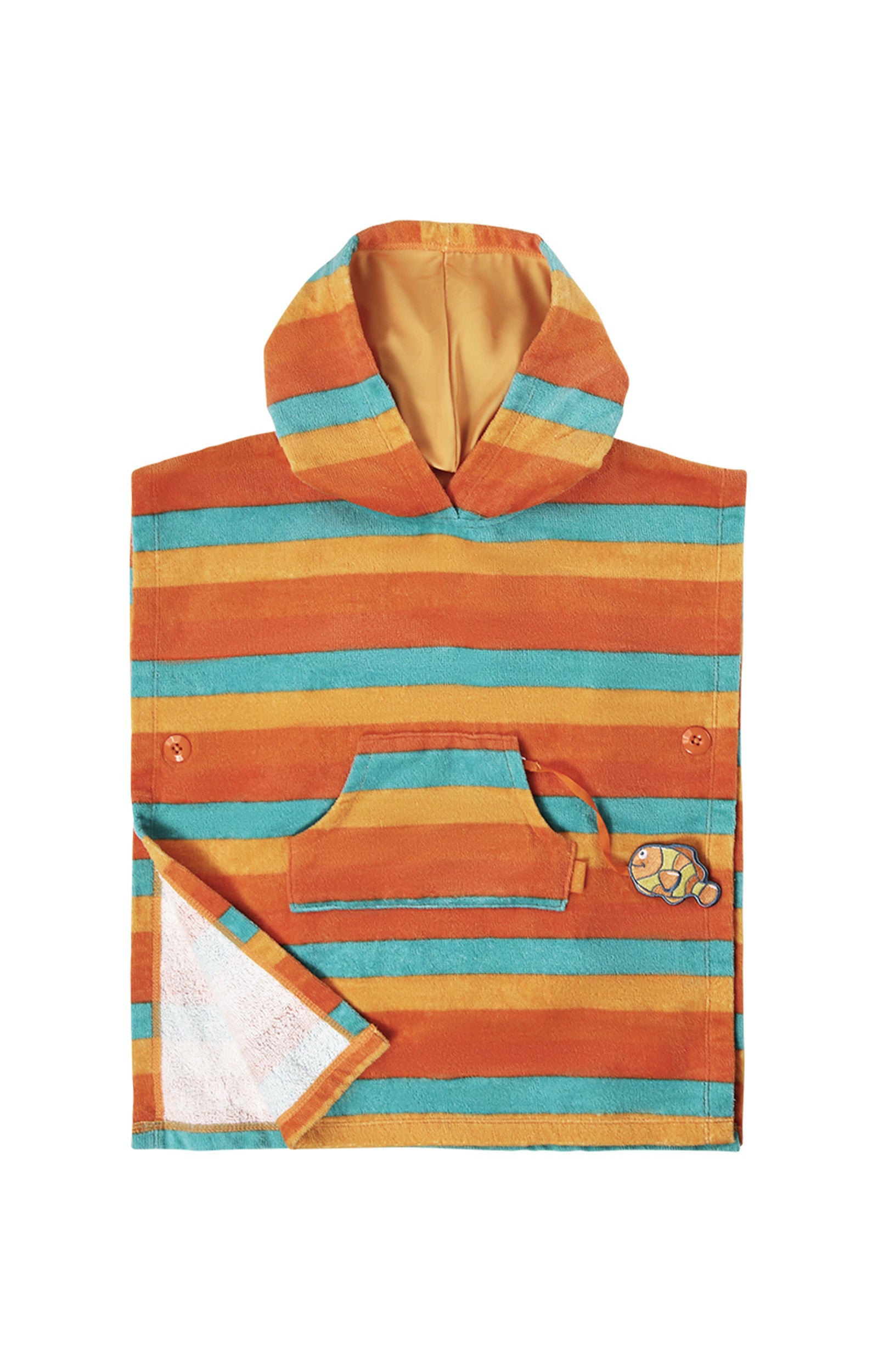 UV Skinz Baby Hooded UPF Poncho Front View in Sunset Stripe|sunset-stripe