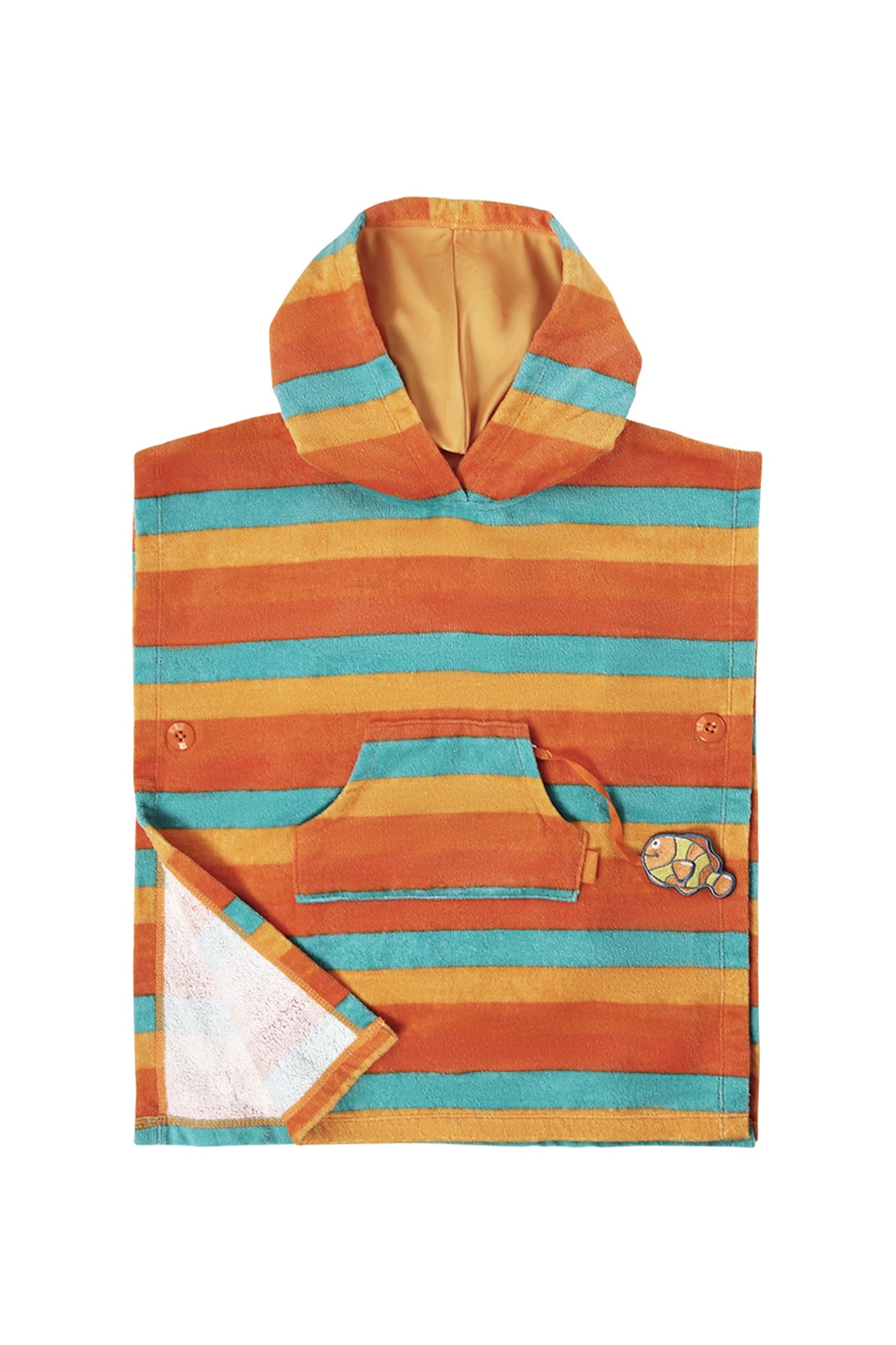 UV Skinz UPF Beach Poncho for Kids Front View in Sunset Stripe|sunset-stripe