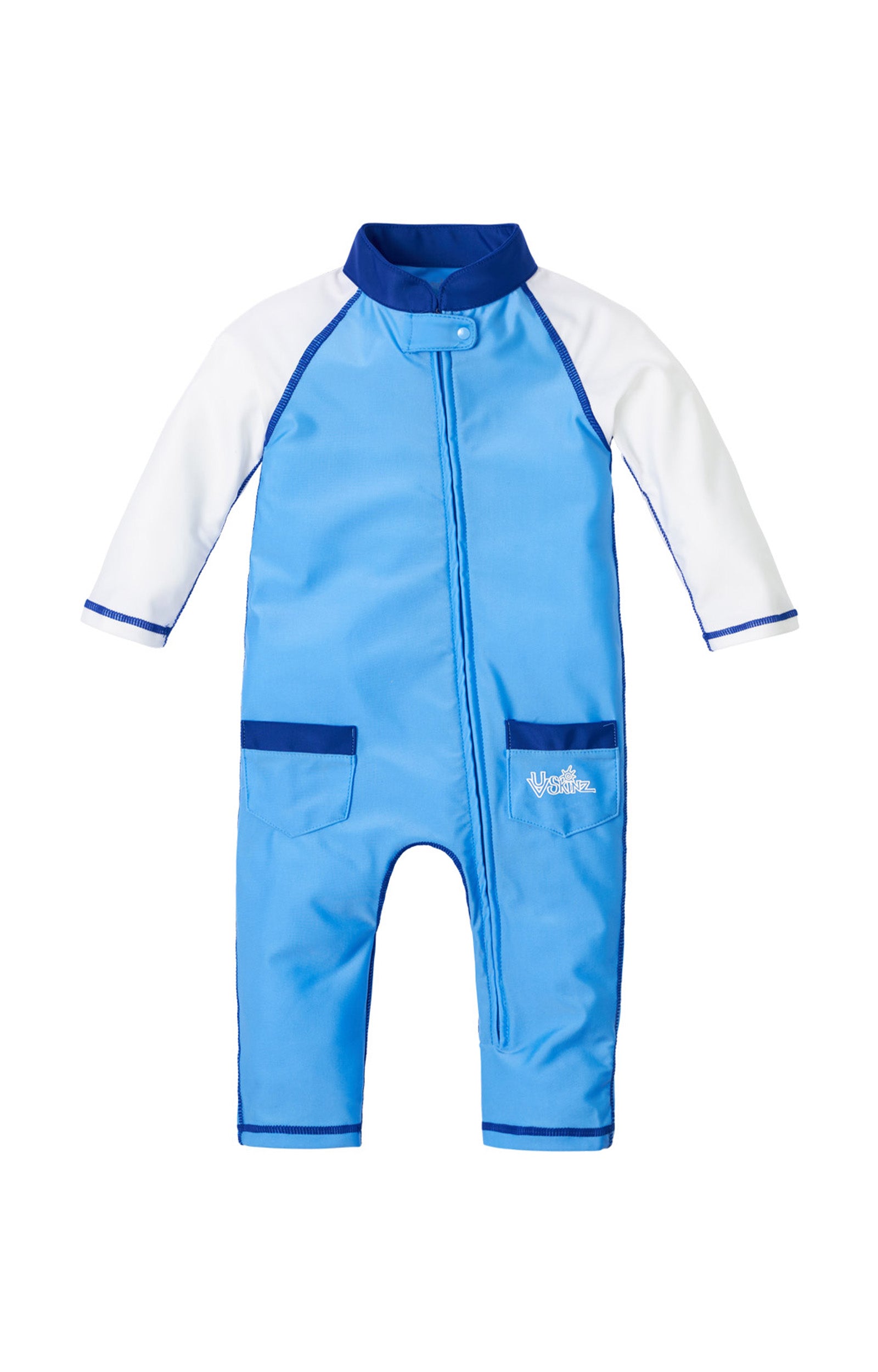 baby boy's long-sleeve swimsuit in ocean blue white|ocean-blue-white