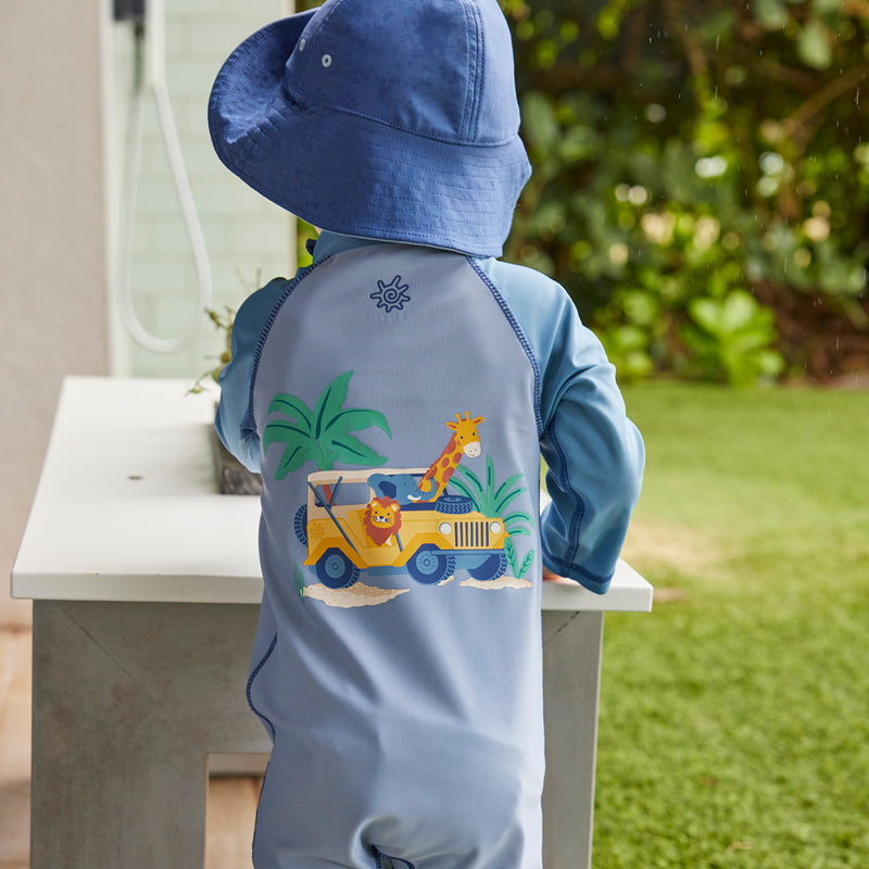 back of baby boy's sun & swim suit|safari-pals