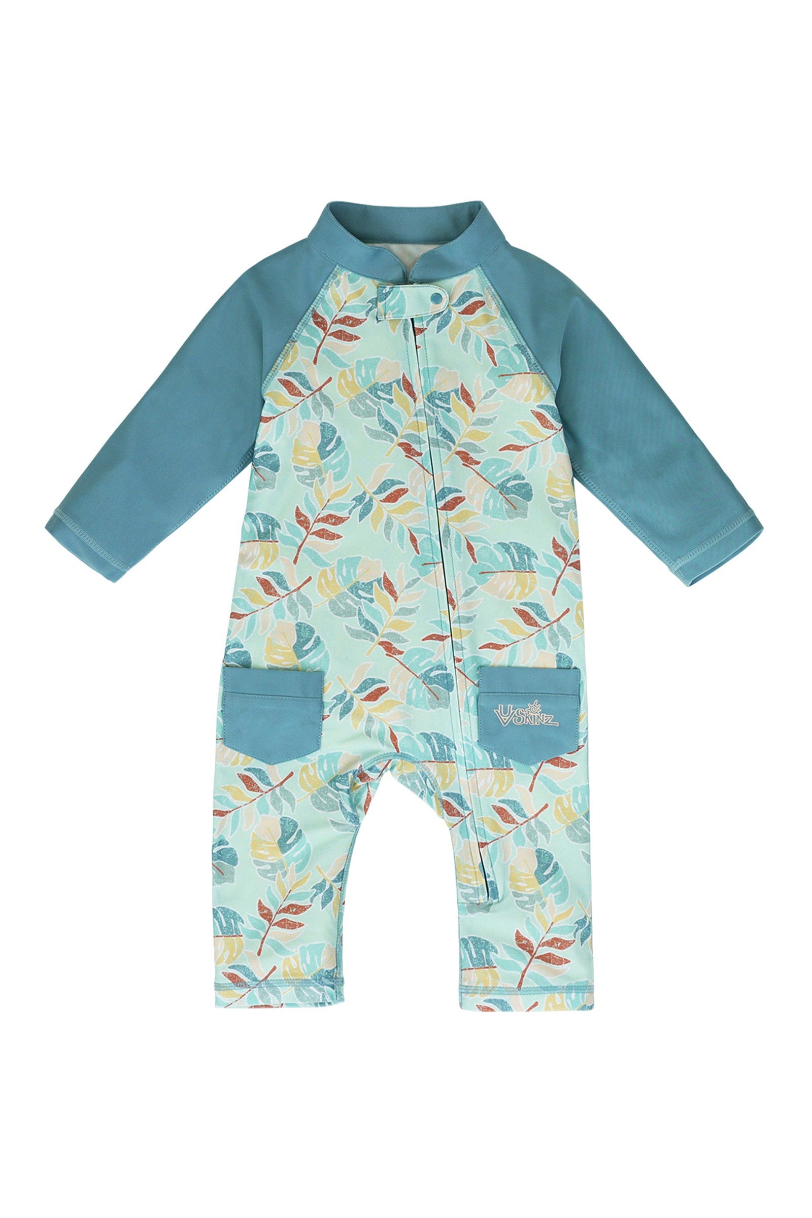 baby boy's long-sleeve swimsuit in tropical cascade|tropical-cascade