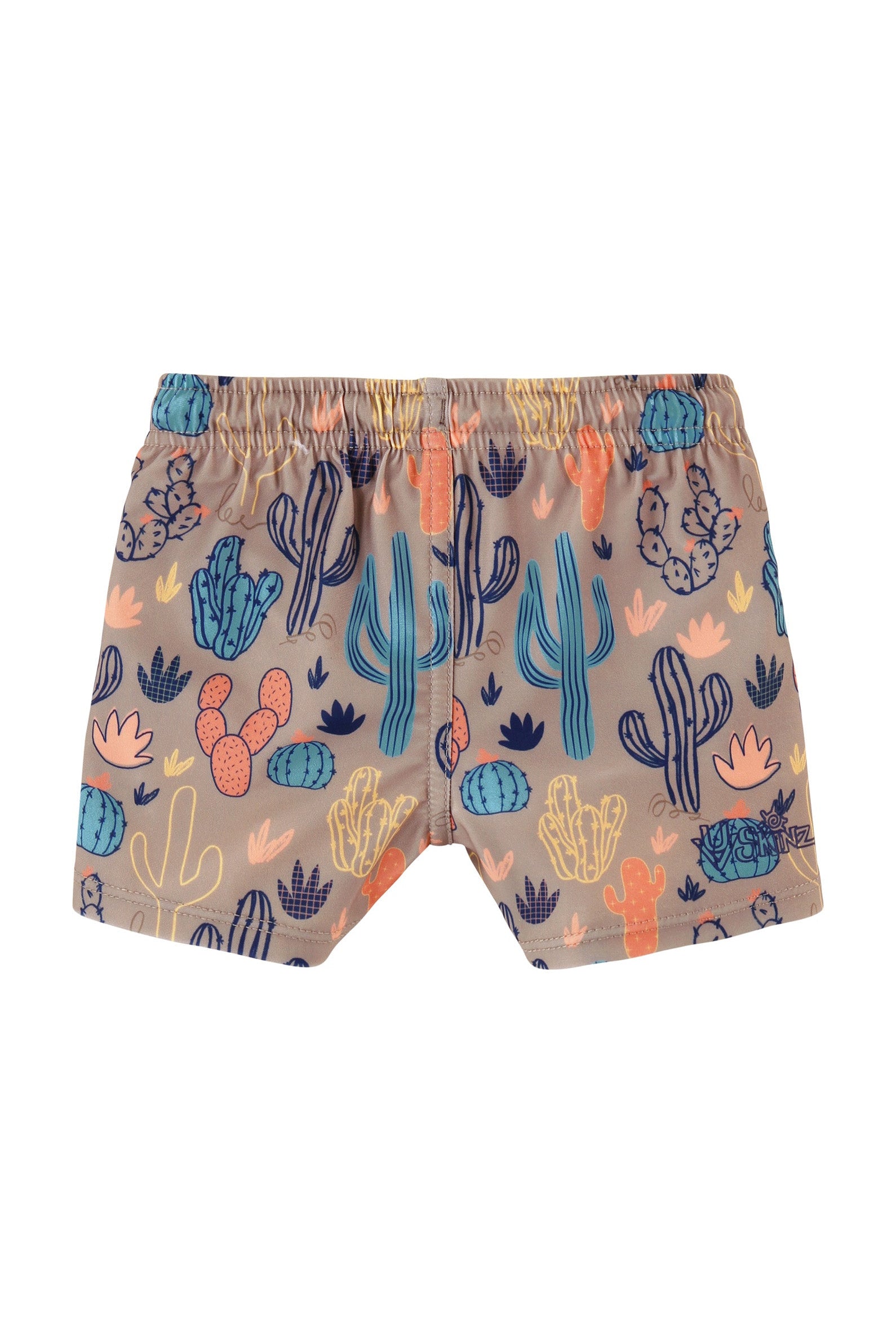 back view of baby boys swim shorties in cactus crowd|cactus-crowd