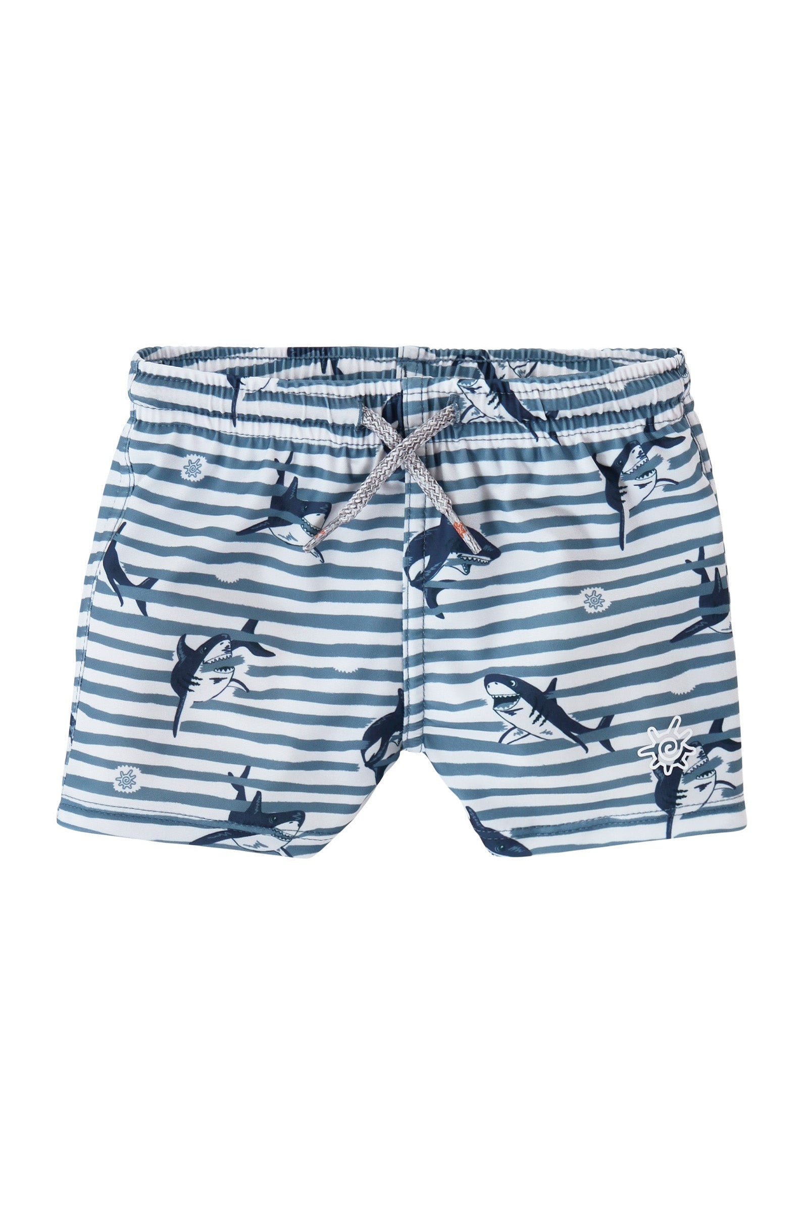 baby boys swim shorties in shark stripe|shark-stripe