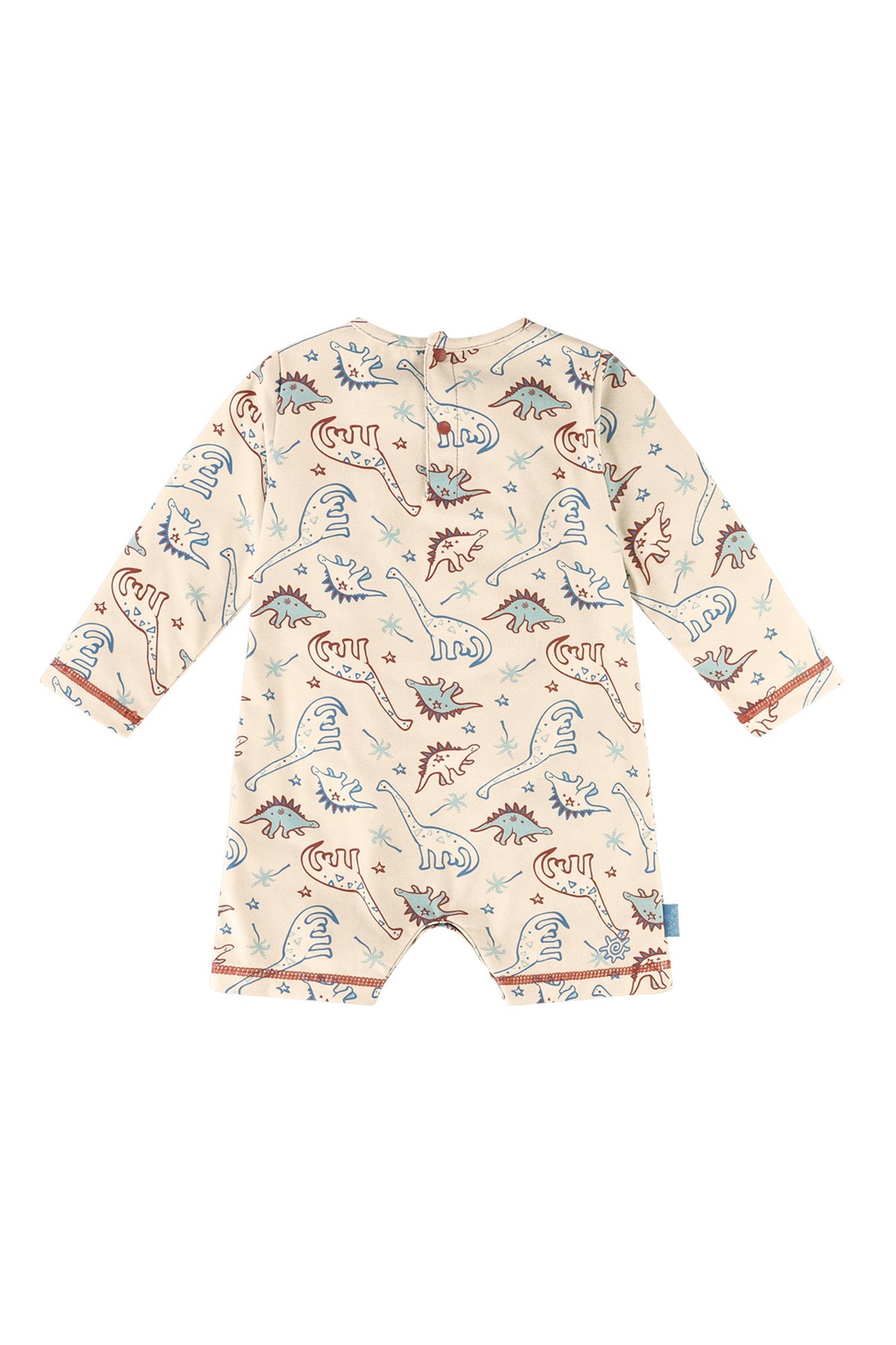back of the baby boy's UV onesie in dino pals