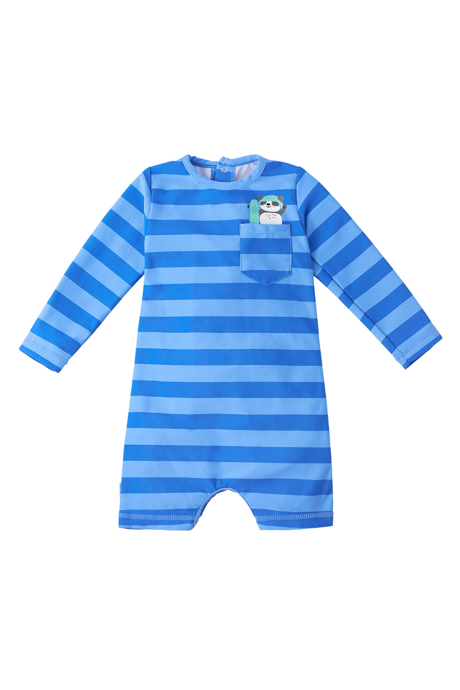 Baby boy's onesie in panda rugby stripe