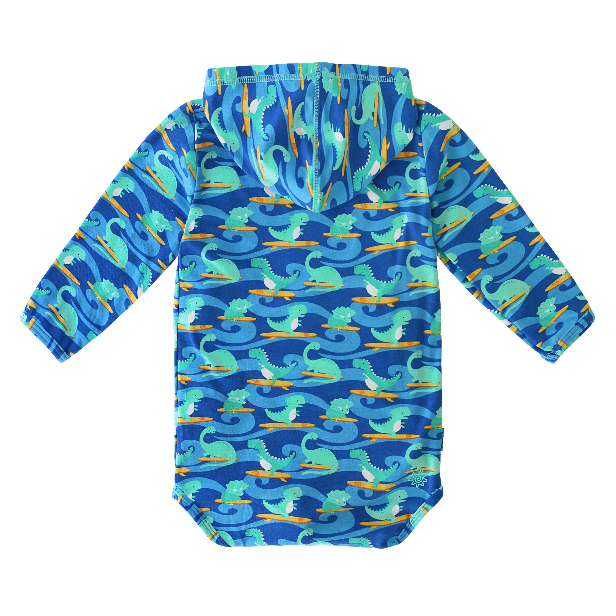 Back of the Baby Boy's Hooded Sunzie in Hang Ten Dinos|hang-ten-dinos