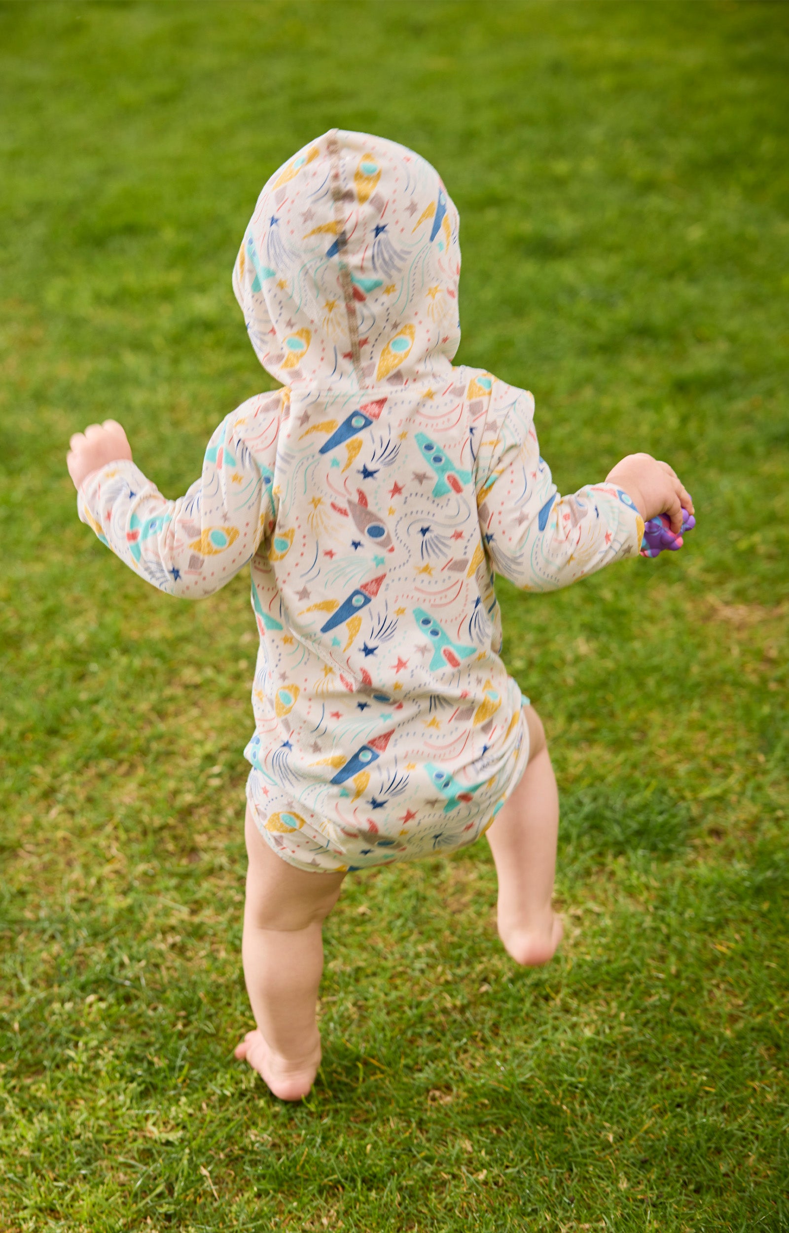 baby boy running in hooded sunzie|rocket-jam