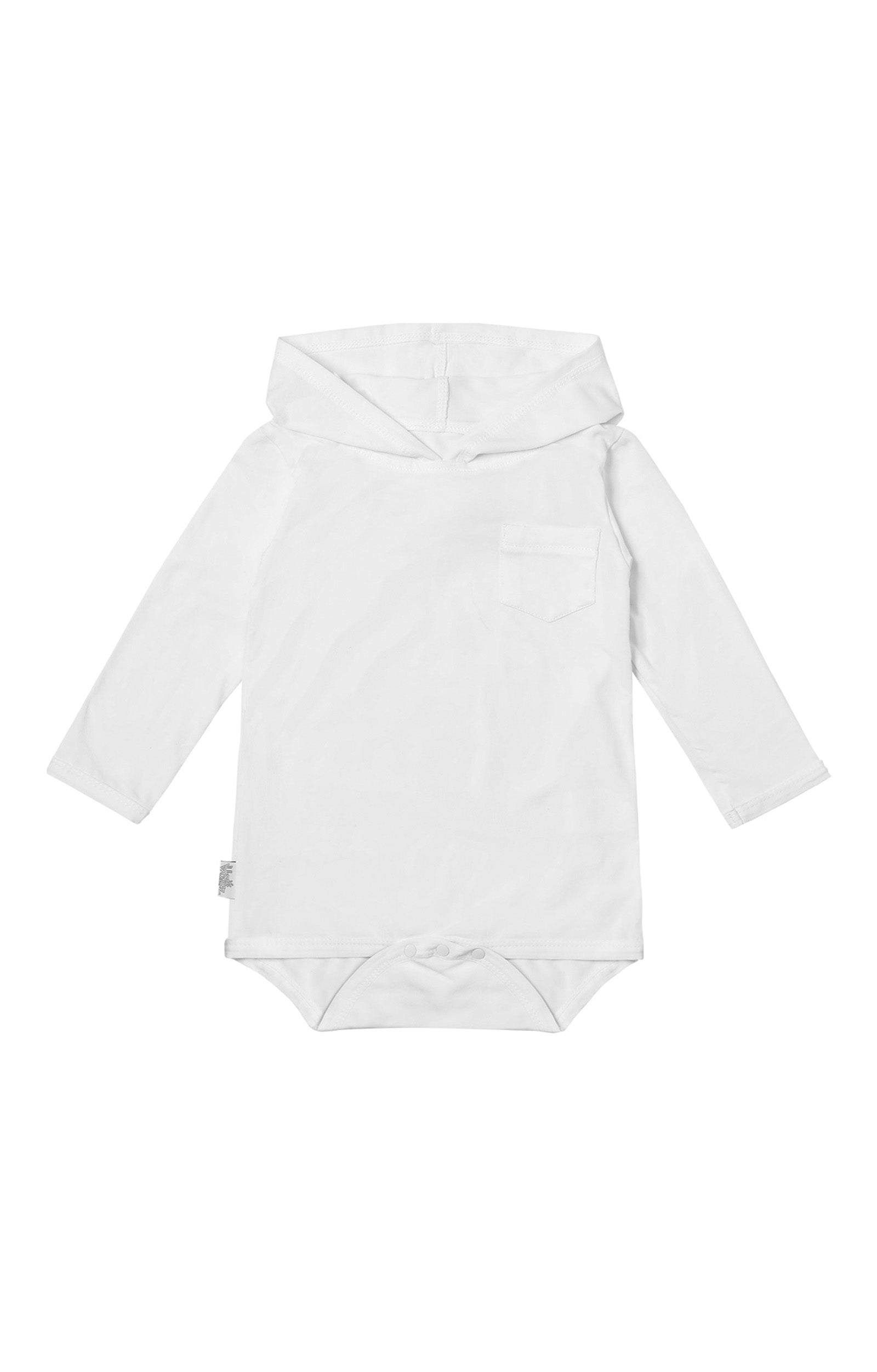 Baby Boy's Hooded Sunzie in White|white