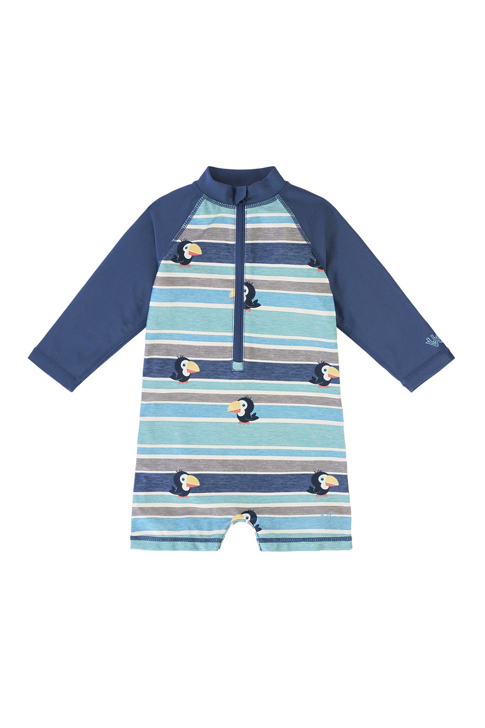 baby boy's long sleeve swimsuit in birdie stripe|birdie-stripe