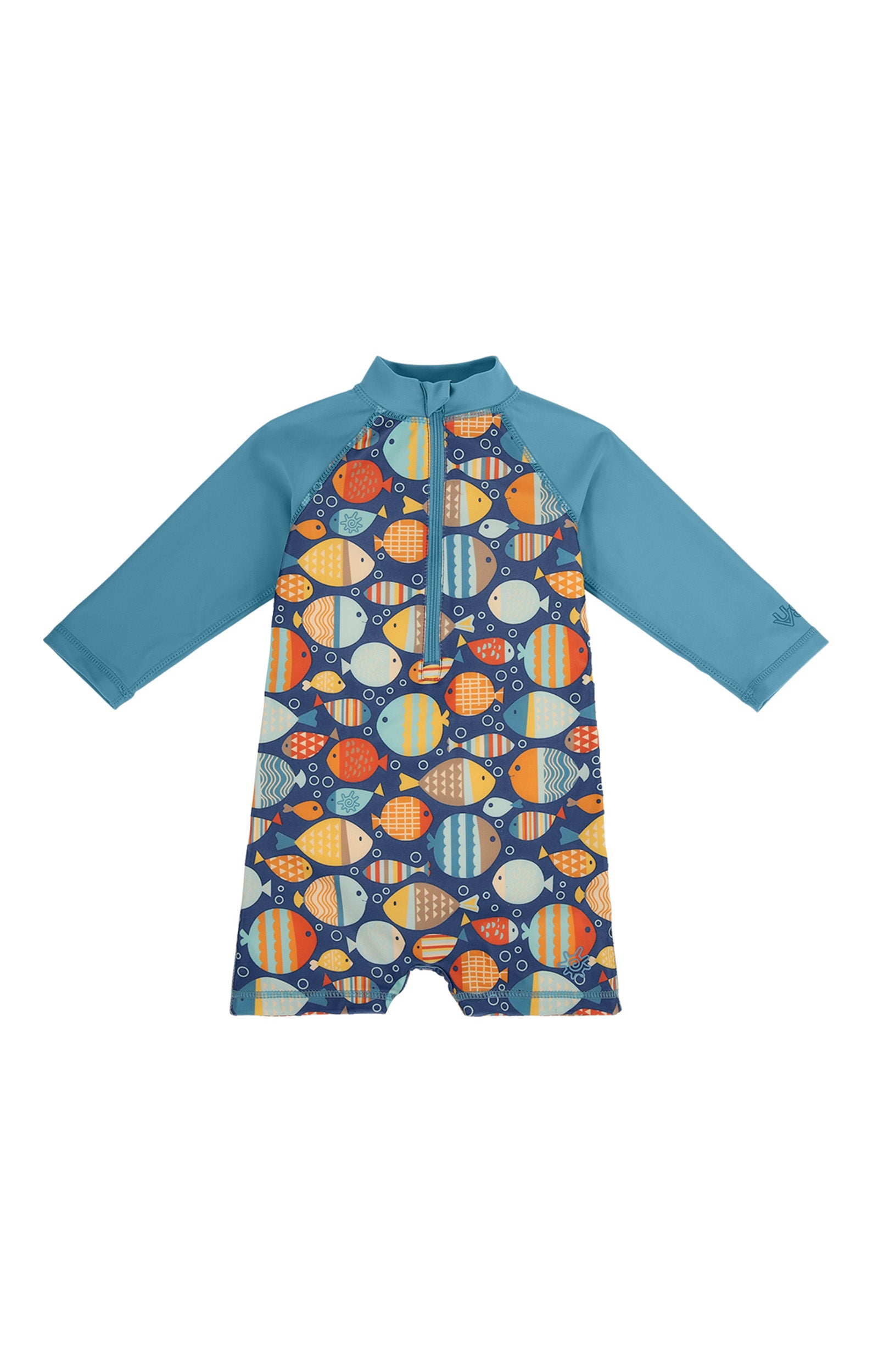 baby boy's long sleeve swim romper|fish-parade