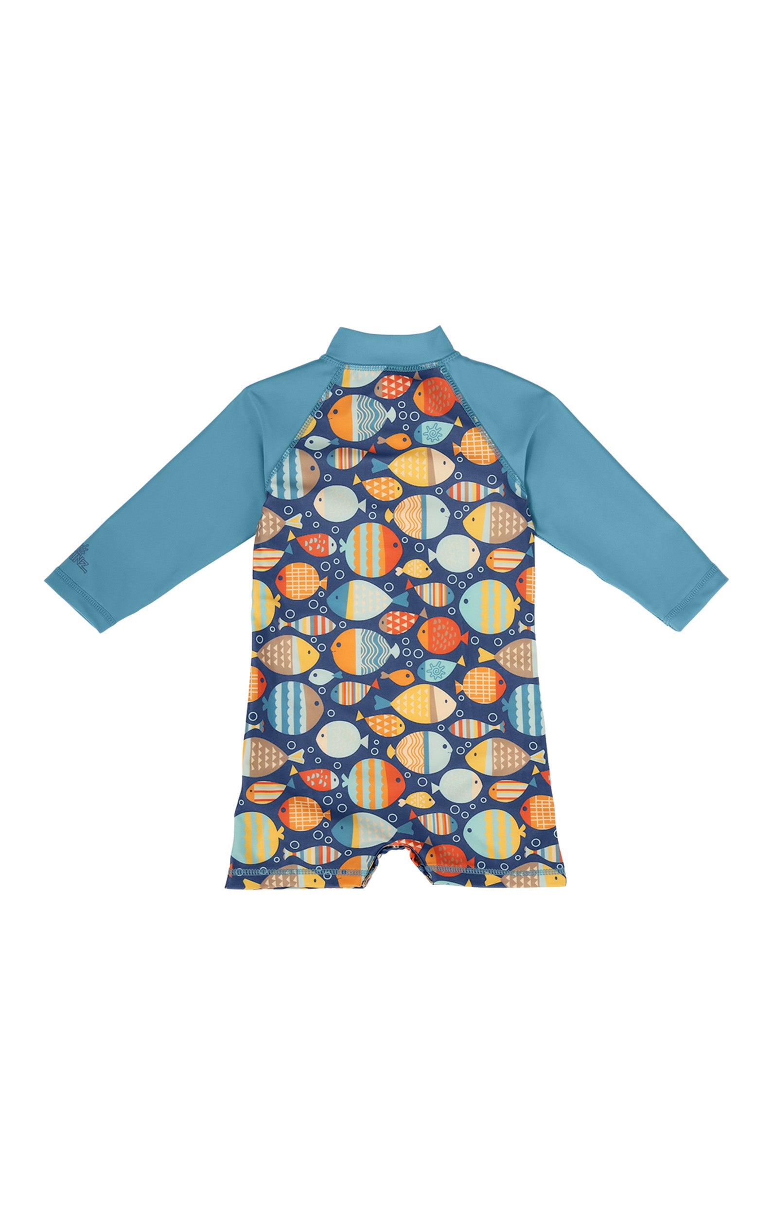 baby boy's long sleeve swim romper|fish-parade
