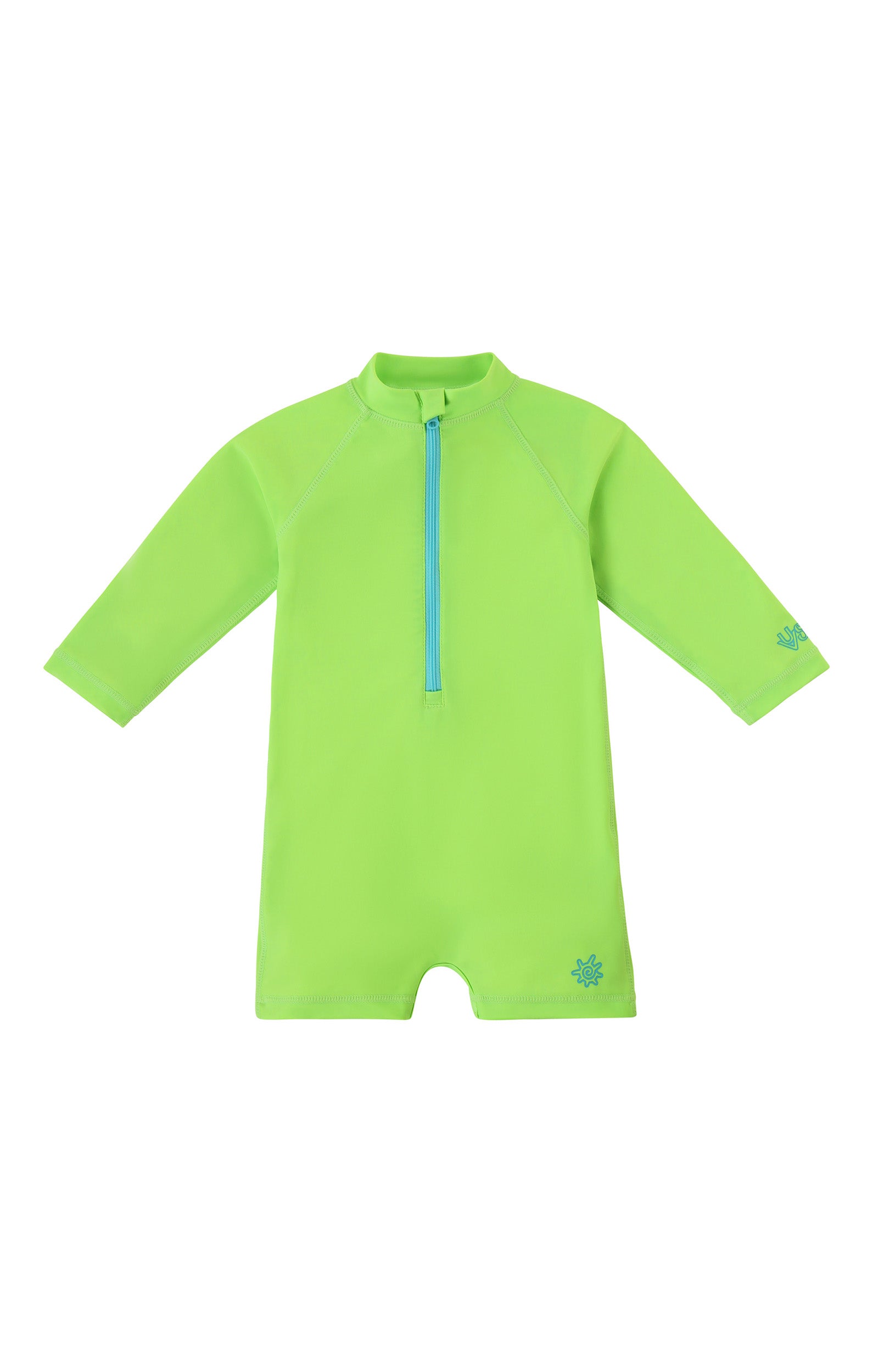 baby neon magic print long sleeve swim romper in neon pups|neon-pups