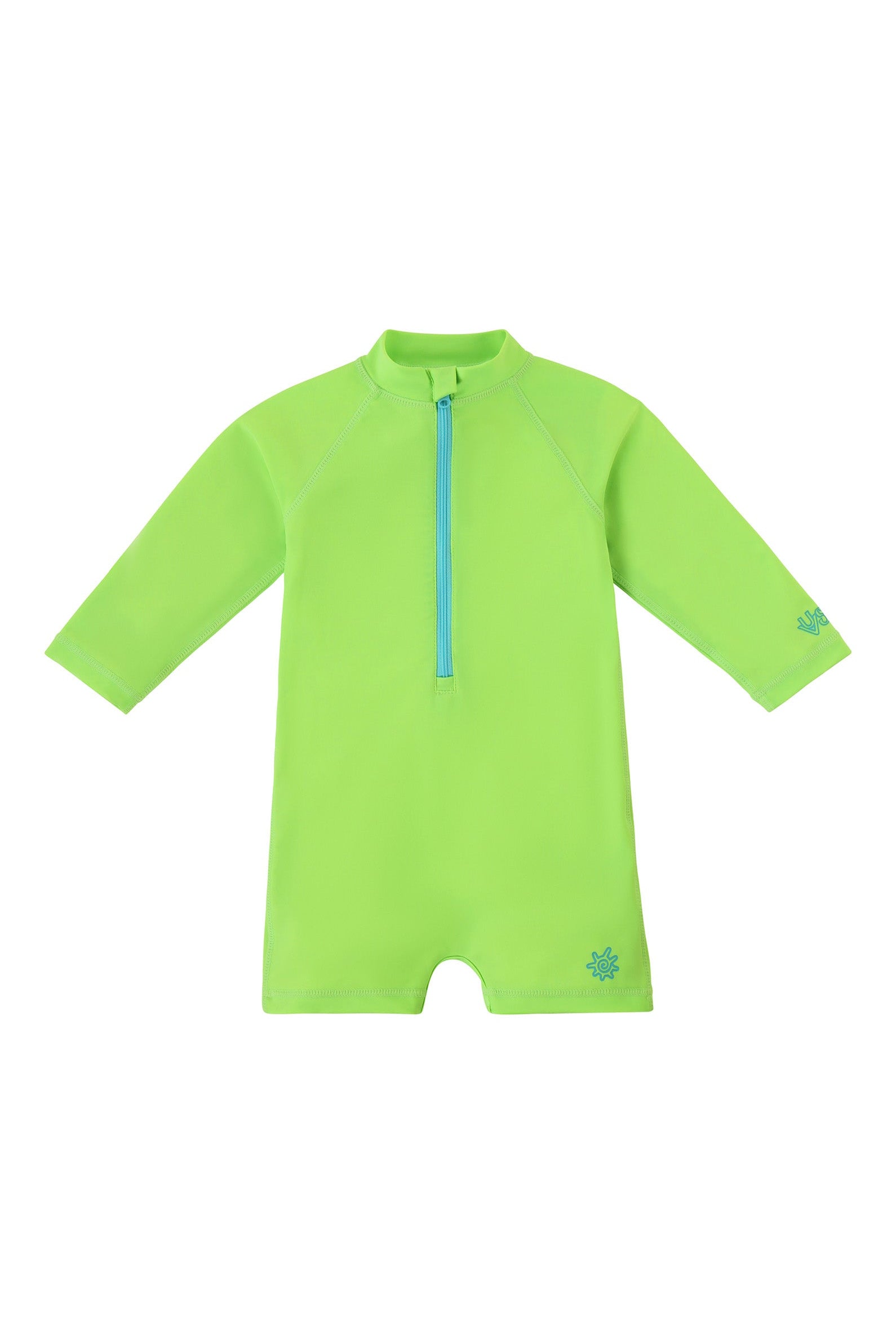 baby neon magic print long sleeve swim romper in neon pups|neon-pups