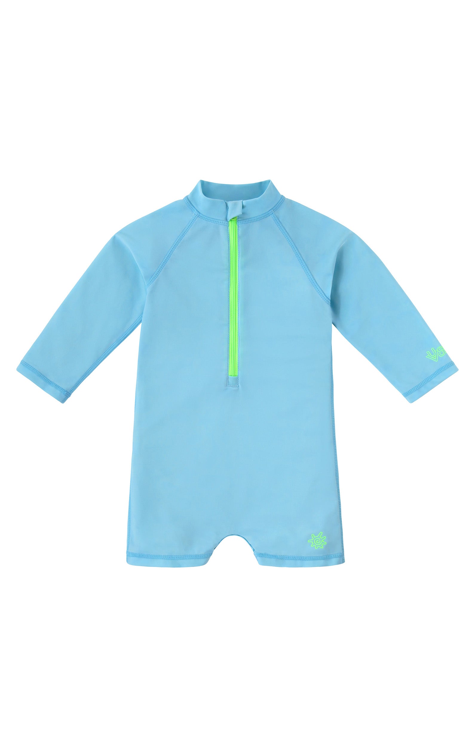 baby neon magic print long sleeve swim romper in neon sea life|neon-sea-life