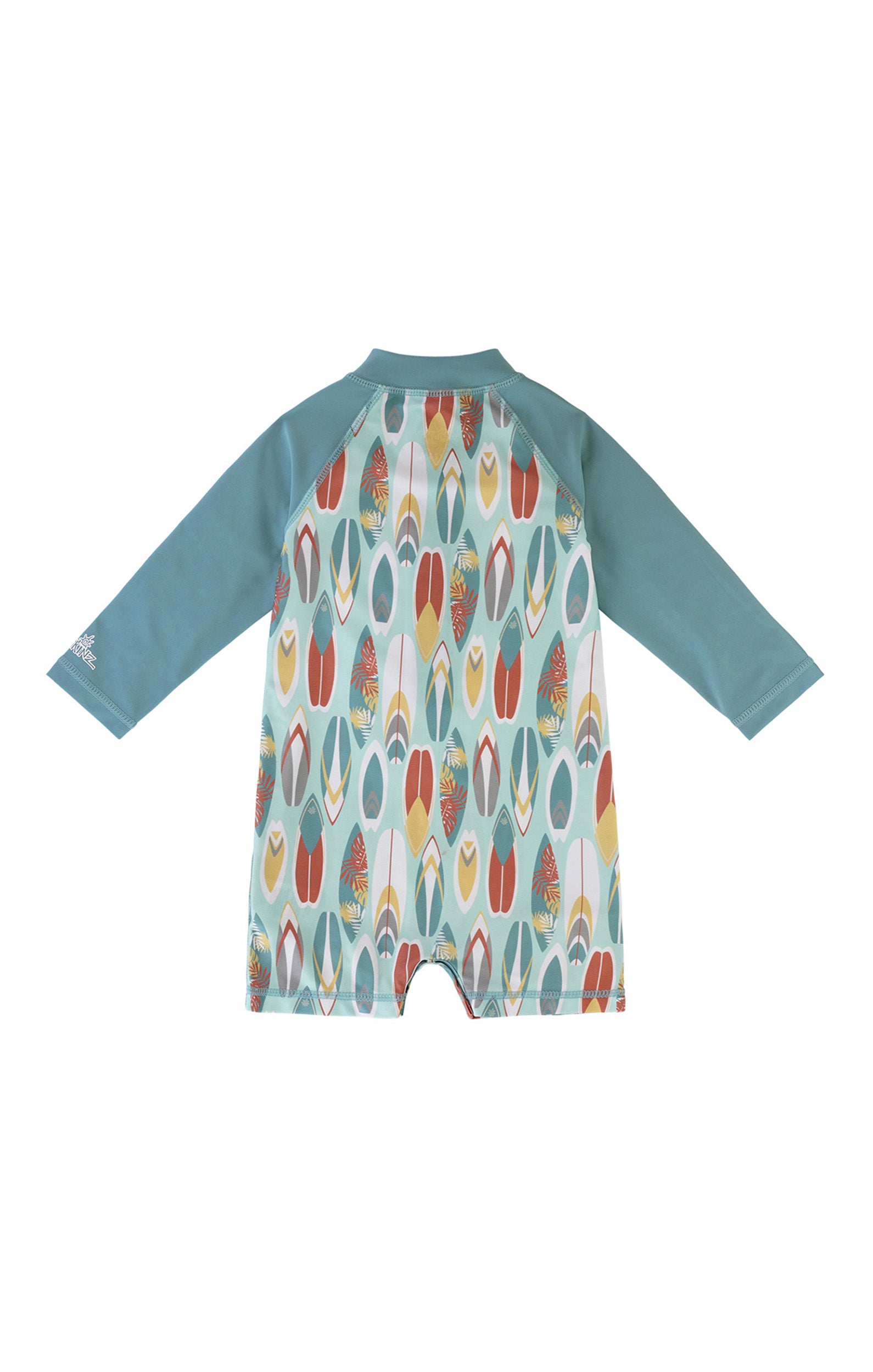 back of the baby boy's long sleeve swimsuit in surfs up|surfs-up