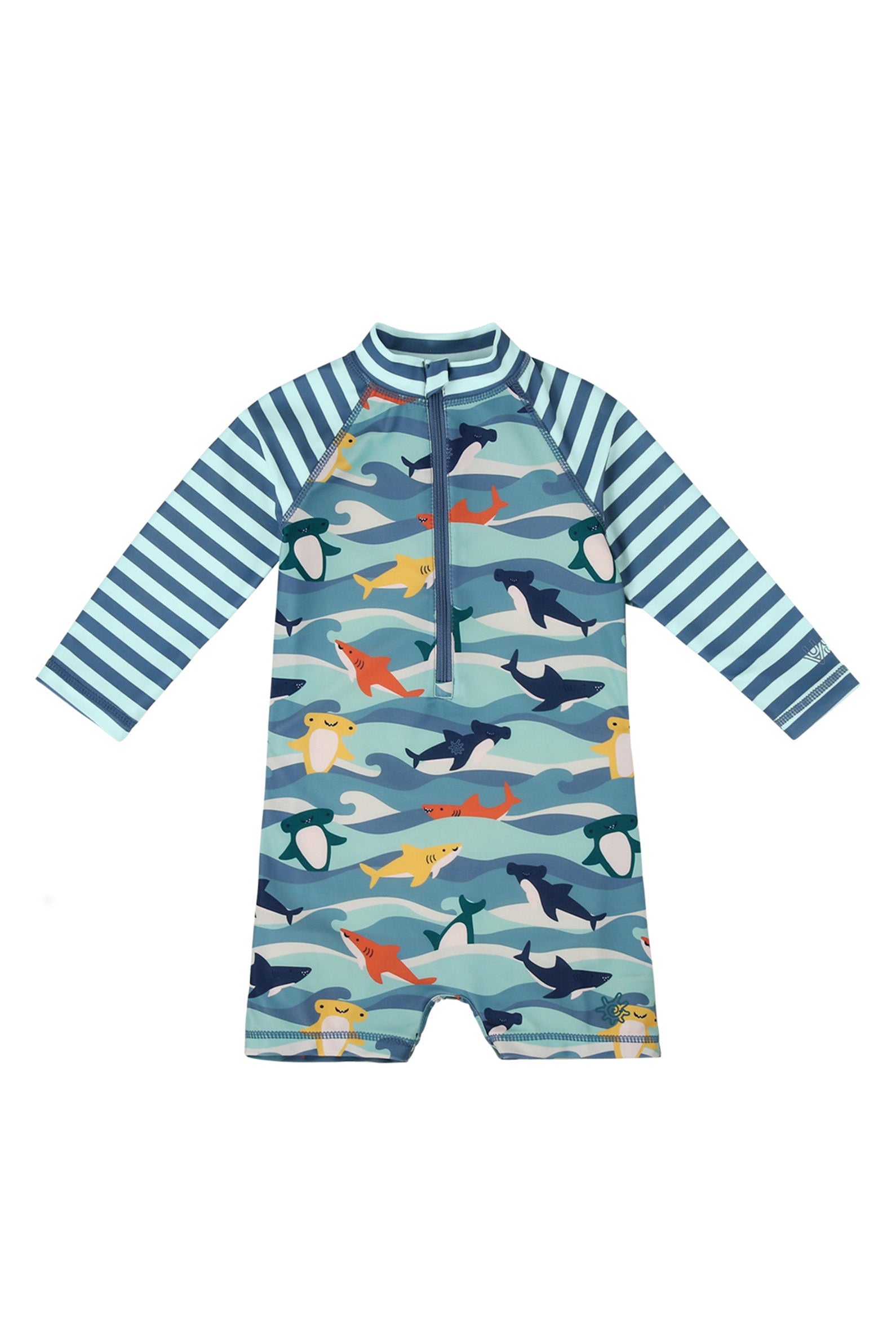 baby boy's long sleeve swim romper|waverider-sharks