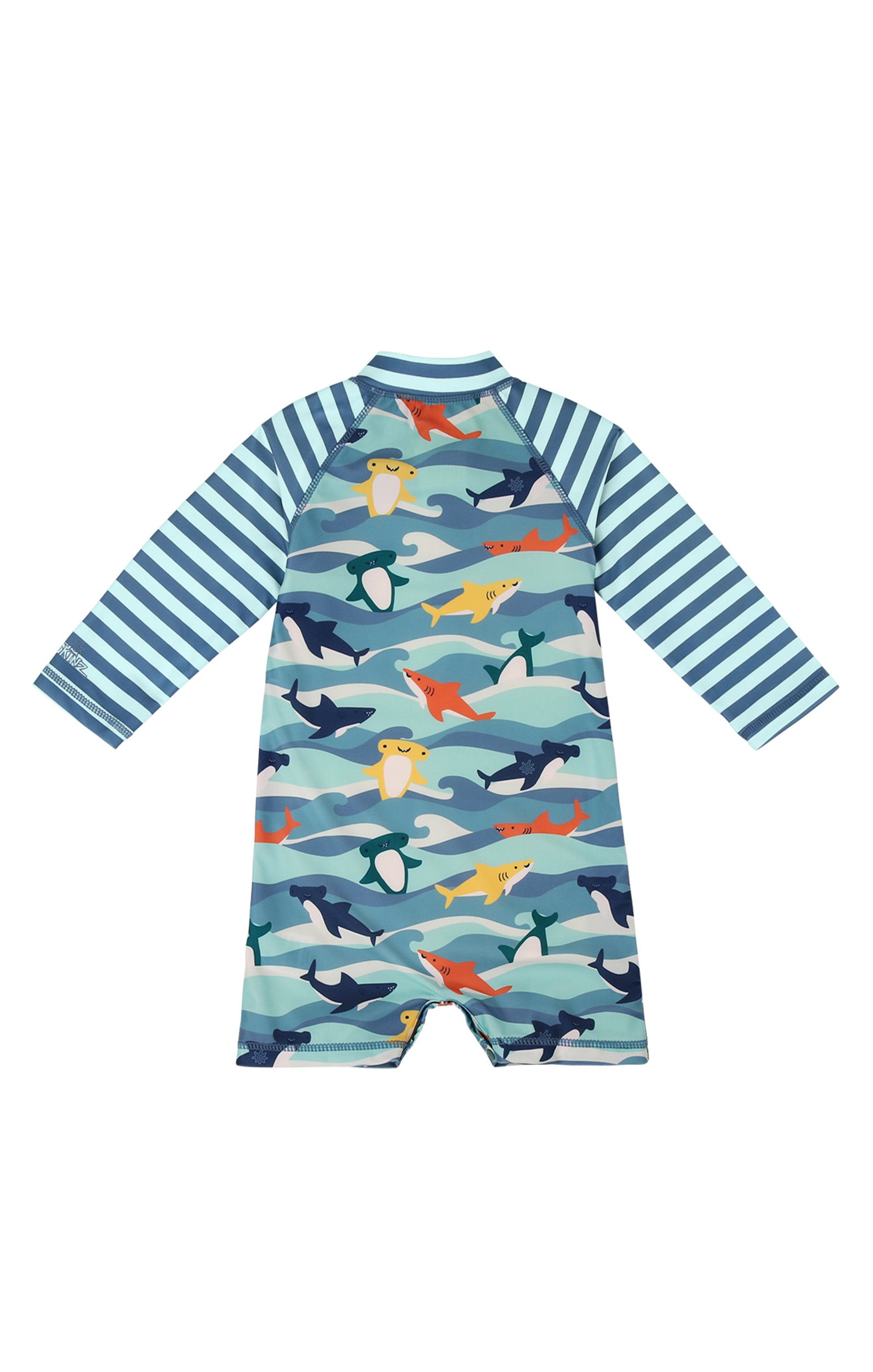 baby boy's long sleeve swim romper|waverider-sharks