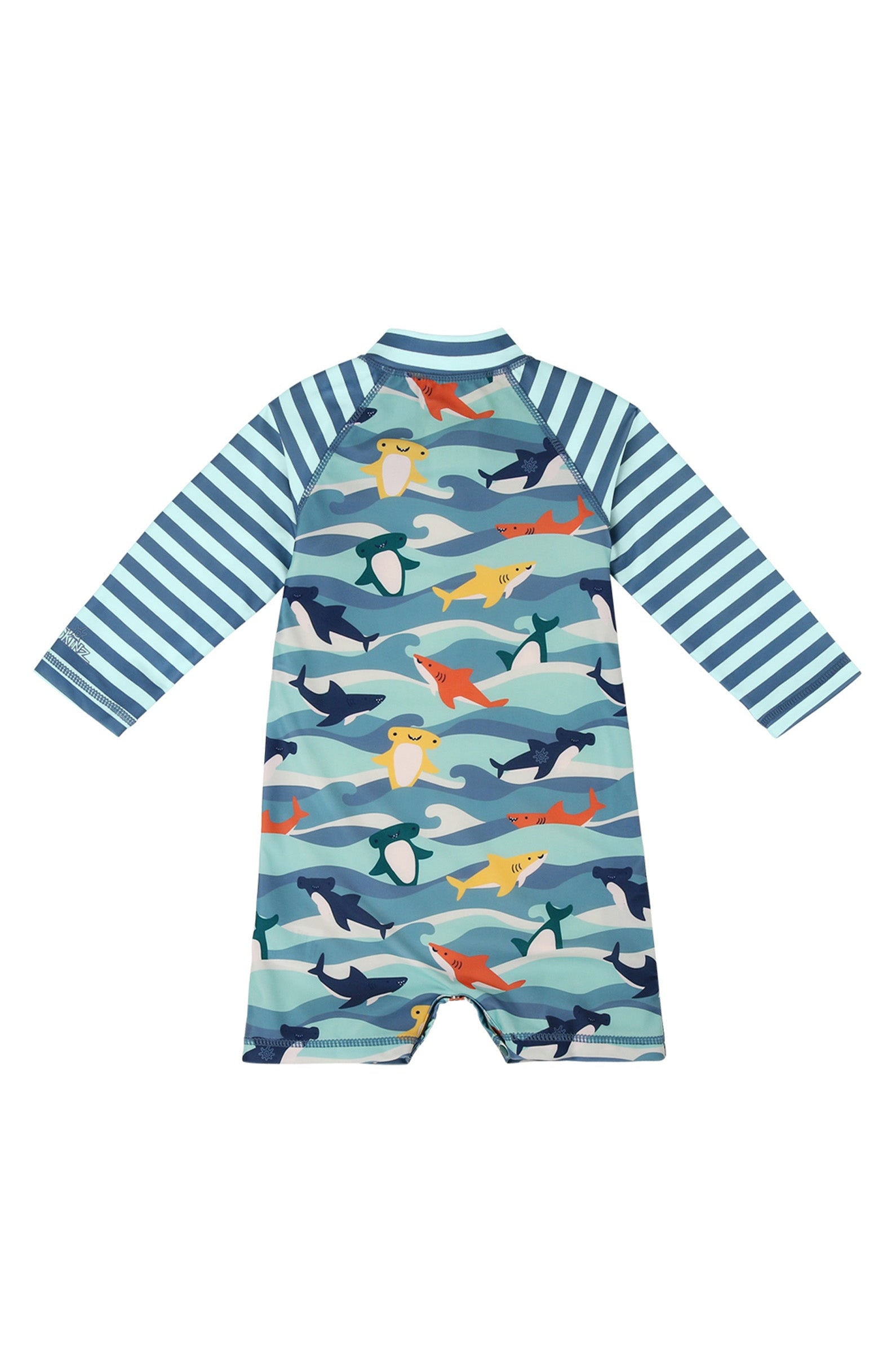 baby boy's long sleeve swim romper|waverider-sharks