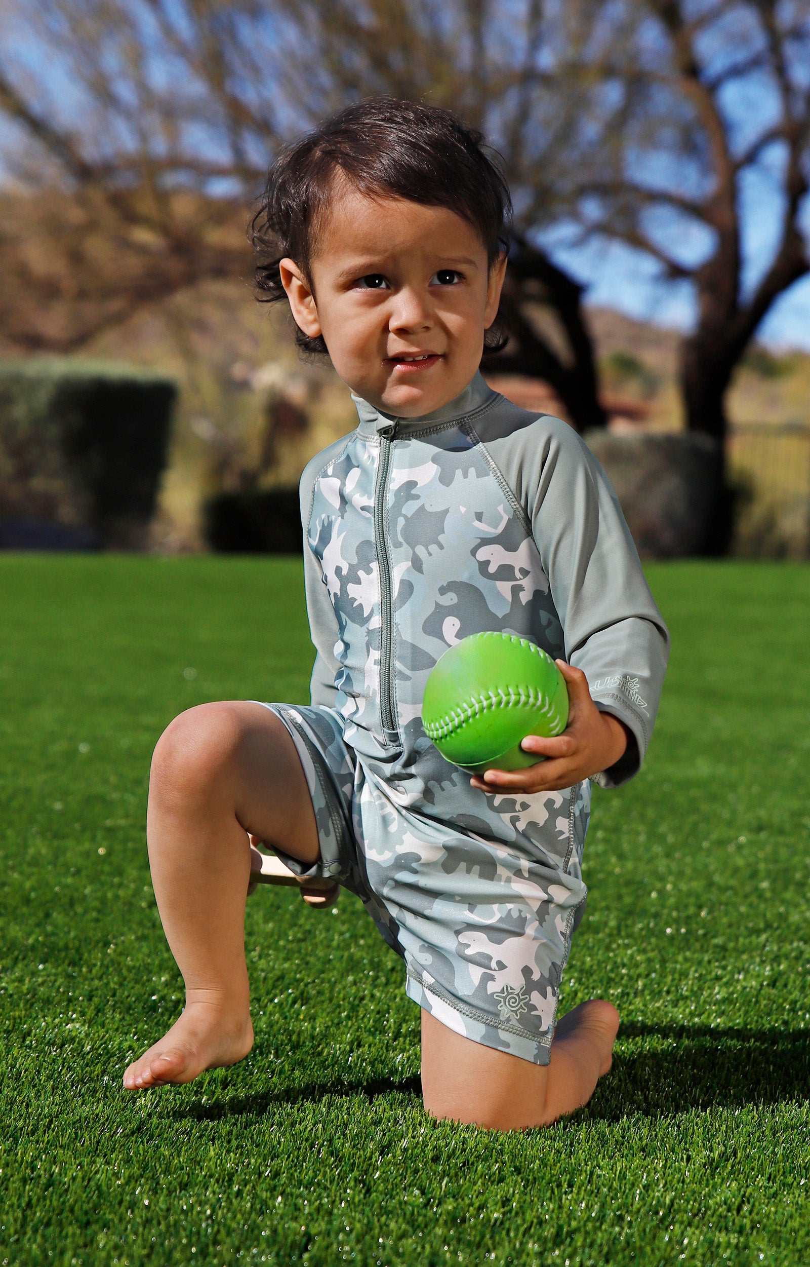 Baby Boy's Long Sleeve Swim Romper