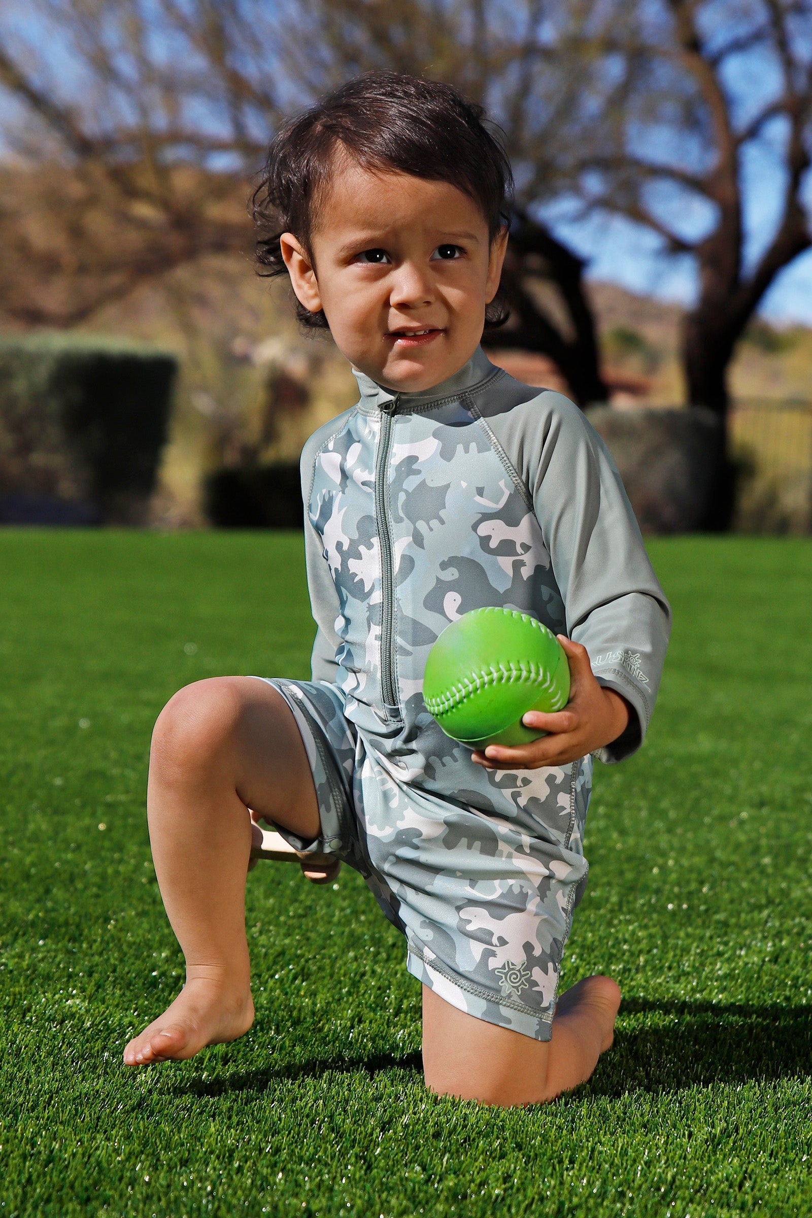 Baby Boy's Long Sleeve Swim Romper