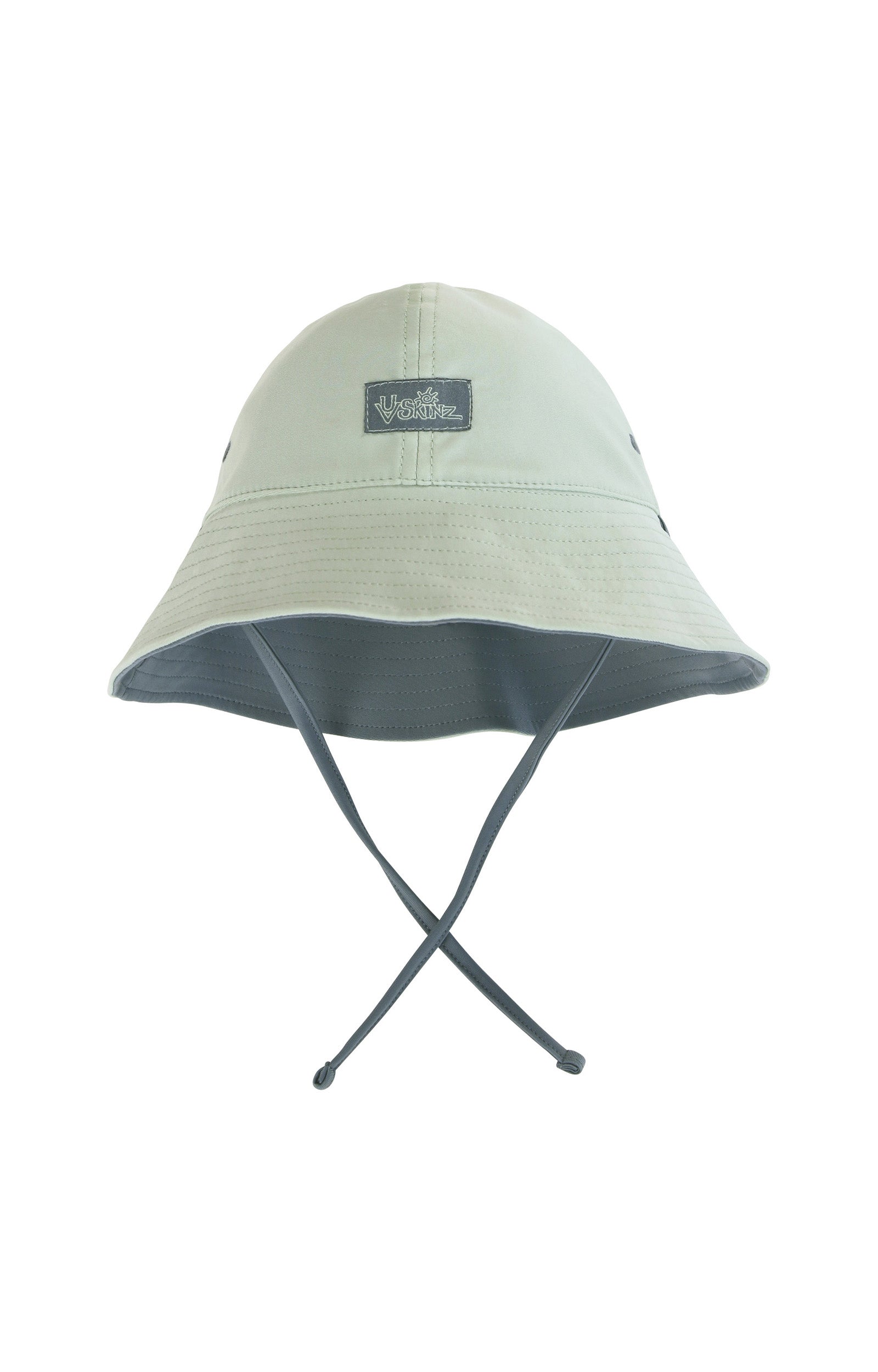 back view of baby boys reversible sun hat in frosty green mirage|frosty-green-mirage