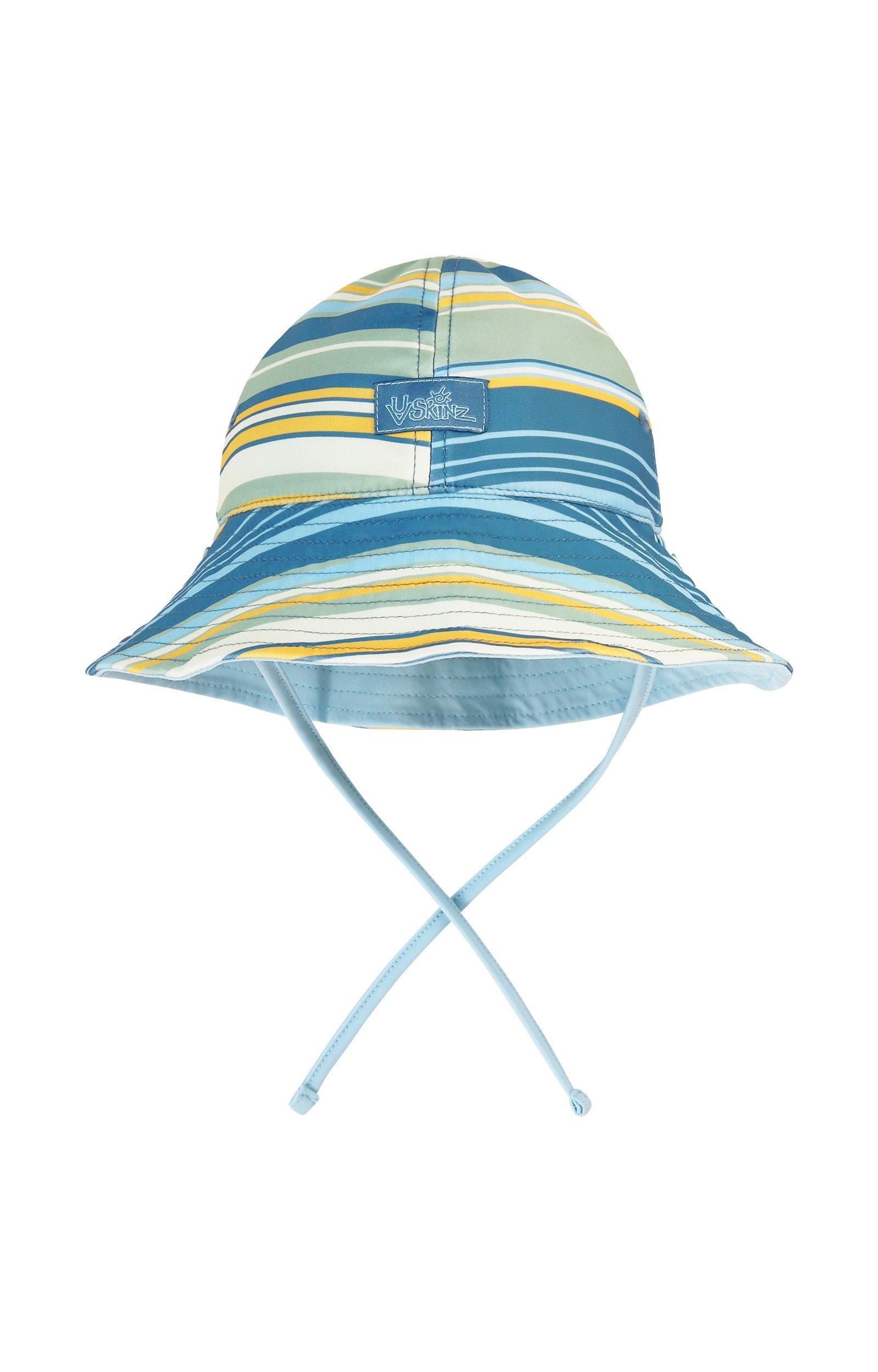 Back of Baby boys reversible sun hat|pinecrest-stripe