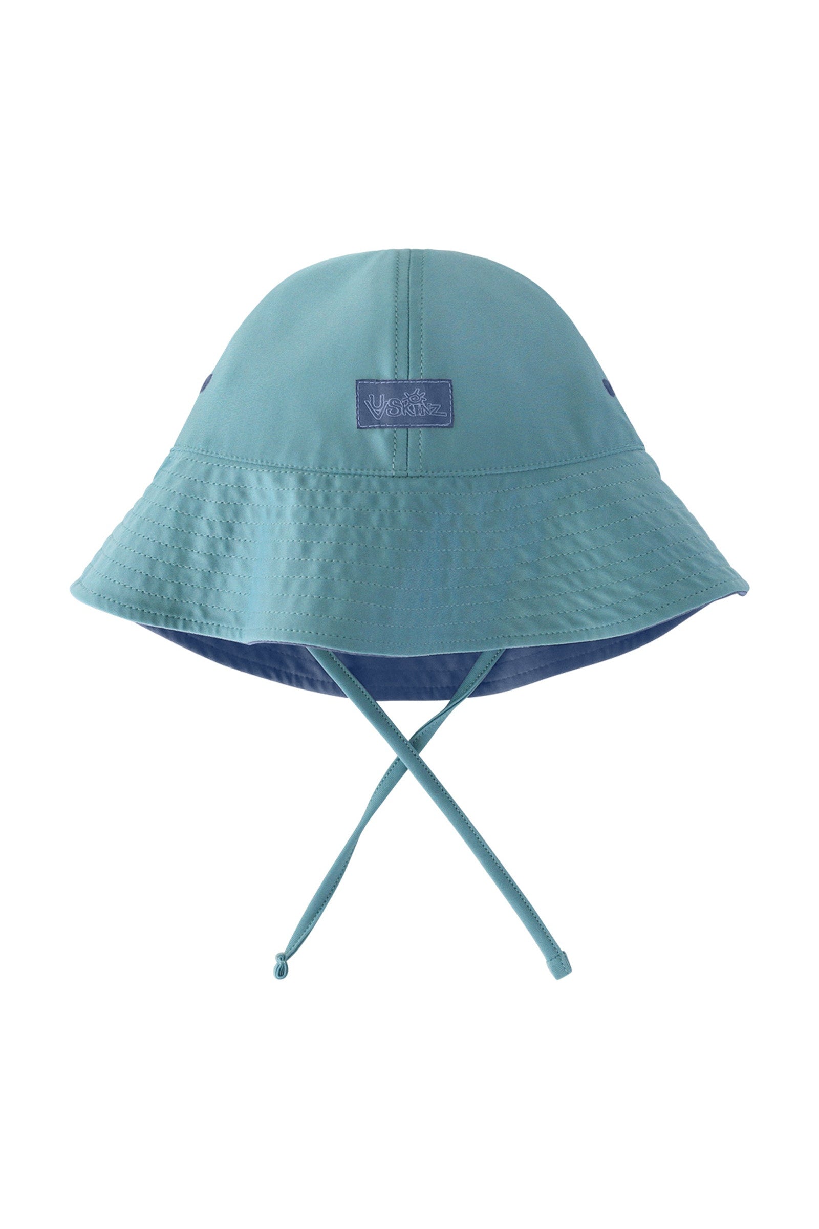 reversed view of the baby boy's sun hat in washed navy river|washed-navy-river