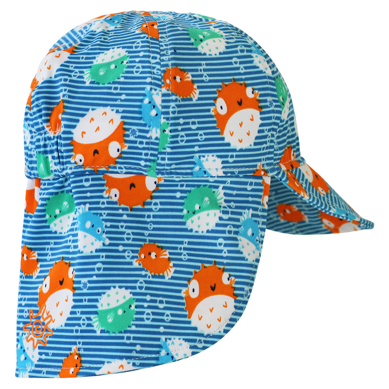 Close Up of the Baby Boy's Swim Flap Hat in Bubble Fish|bubble-fish