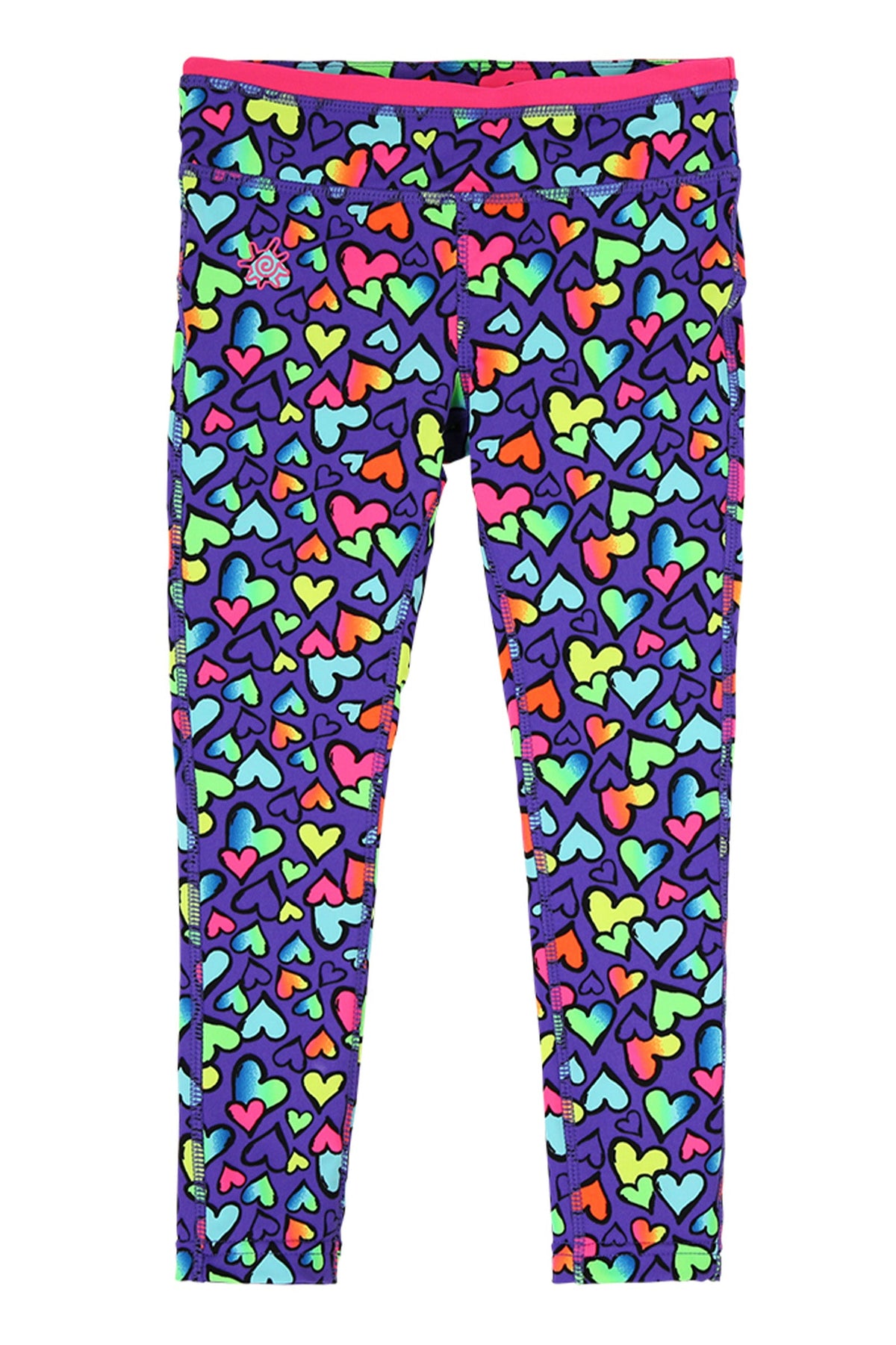 girls neon upf active sport swim tights|neon-hearts