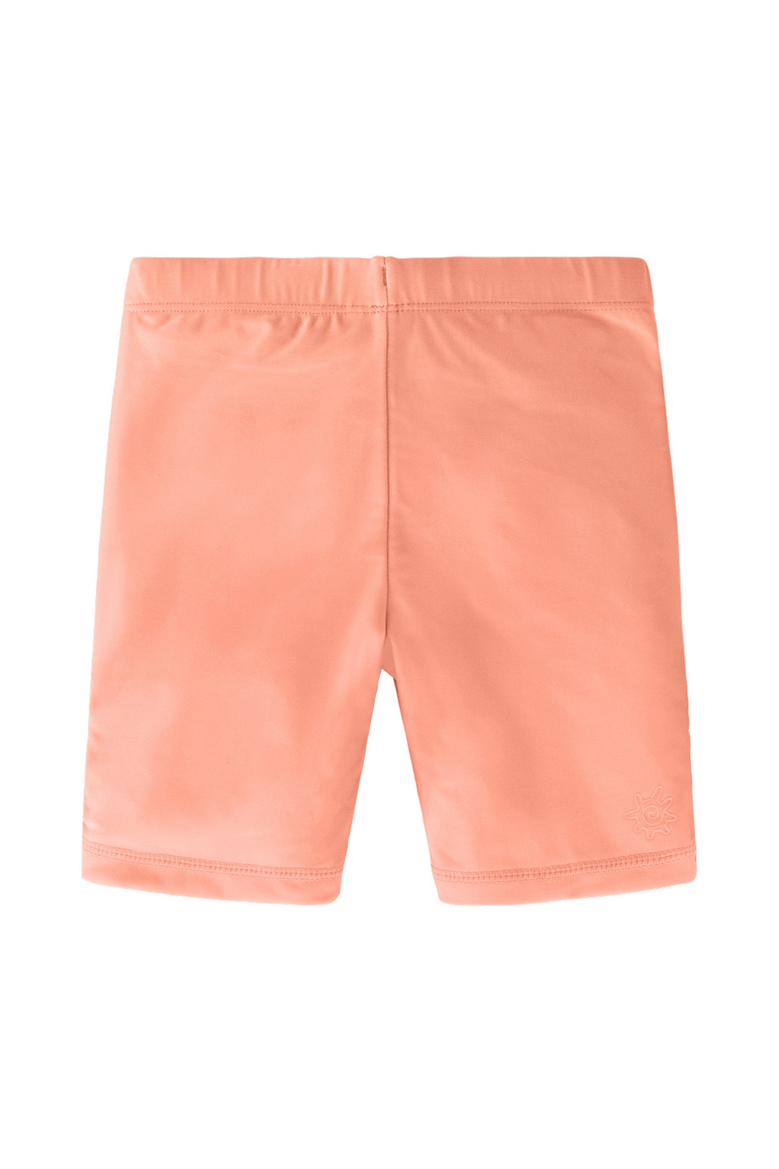 Back of the girl's swim shorts in apricot