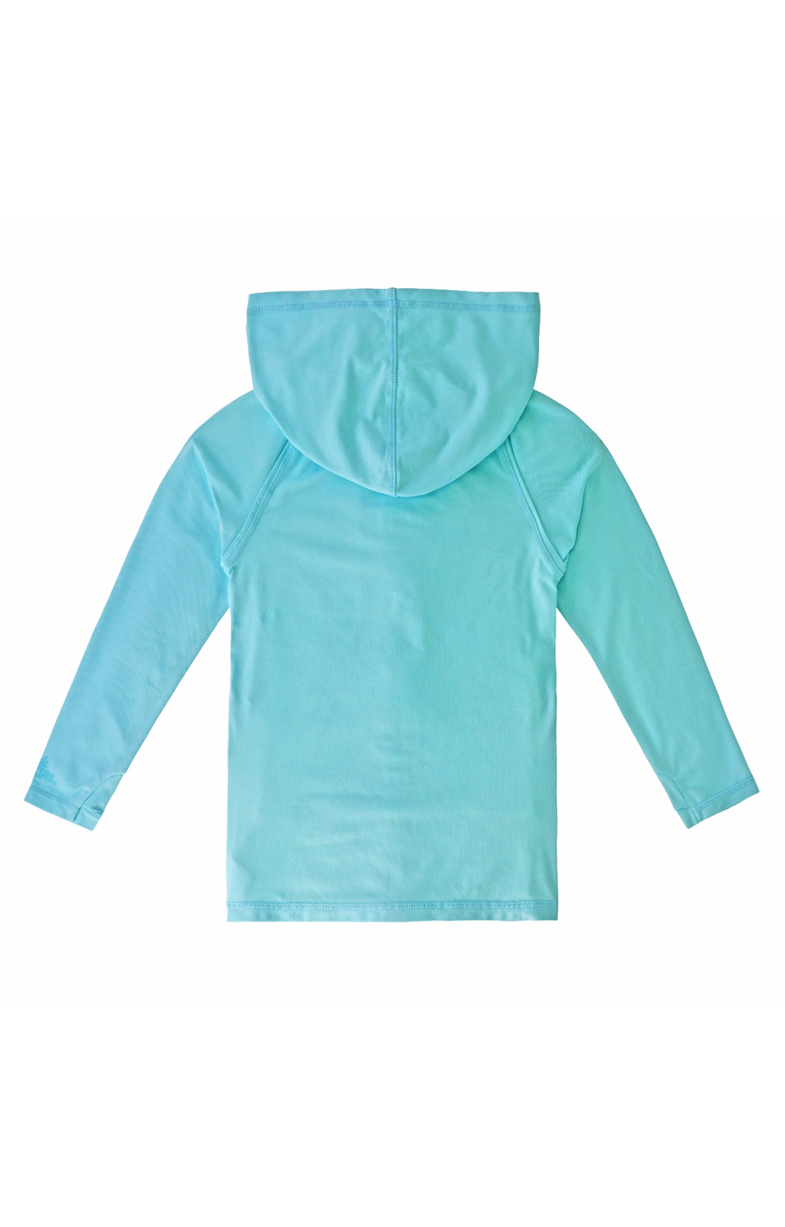 Back of the Girl's Zip-Up Hoodie in Glacier|glacier