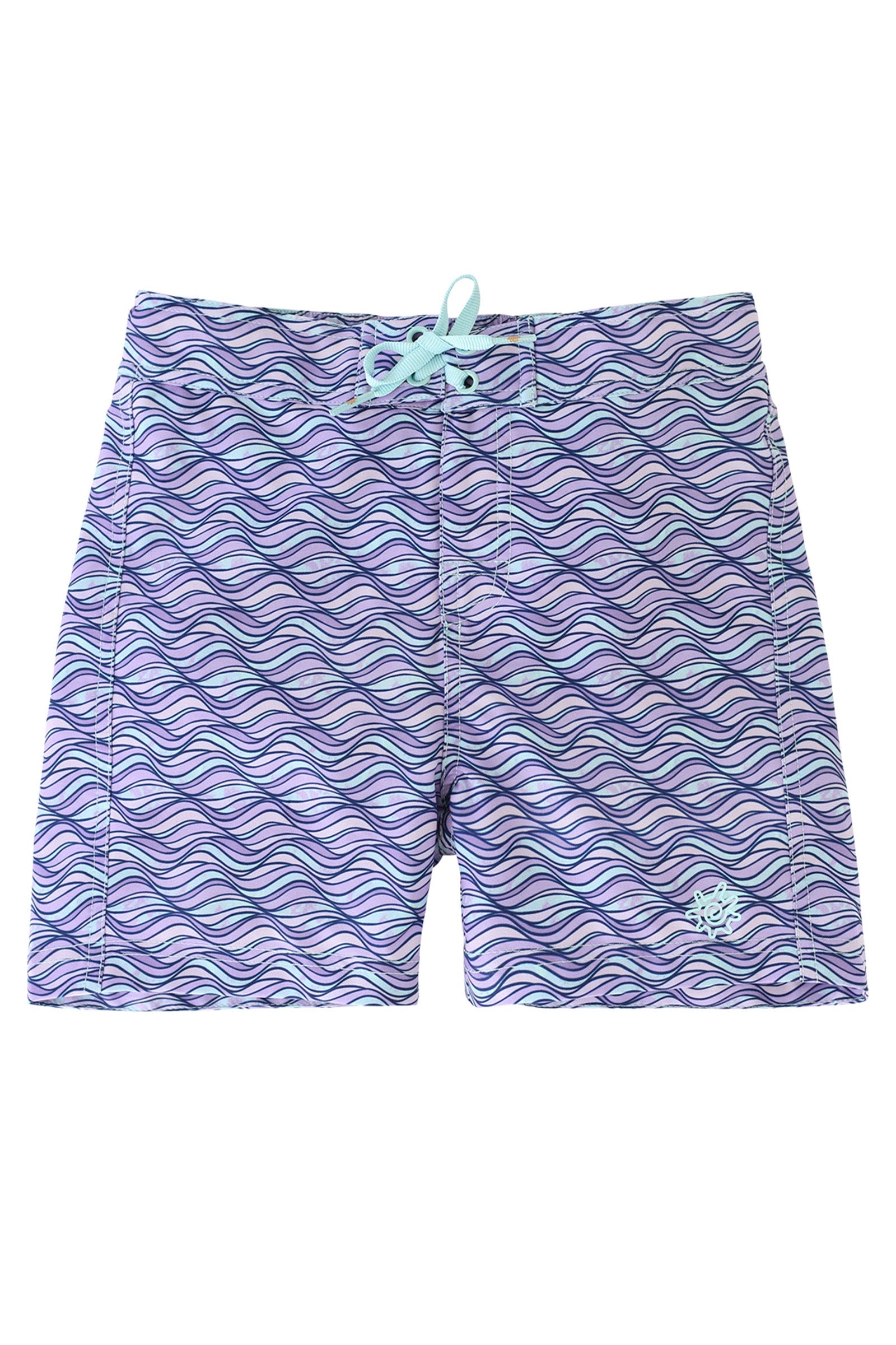 girl's board shorts in lilac waves|lilac-waves