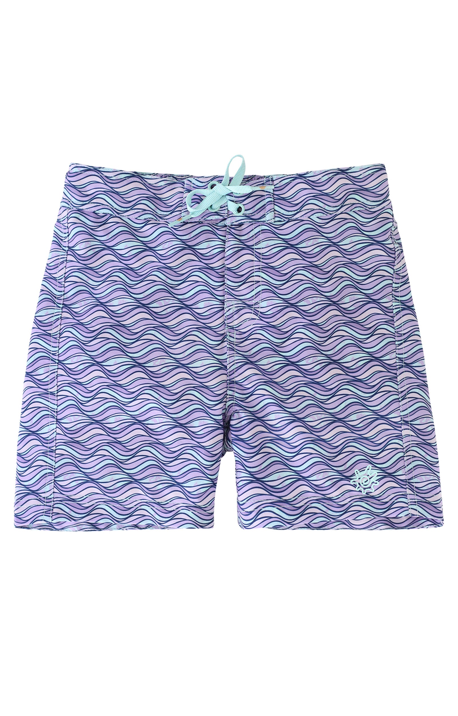 girl's board shorts in lilac waves|lilac-waves